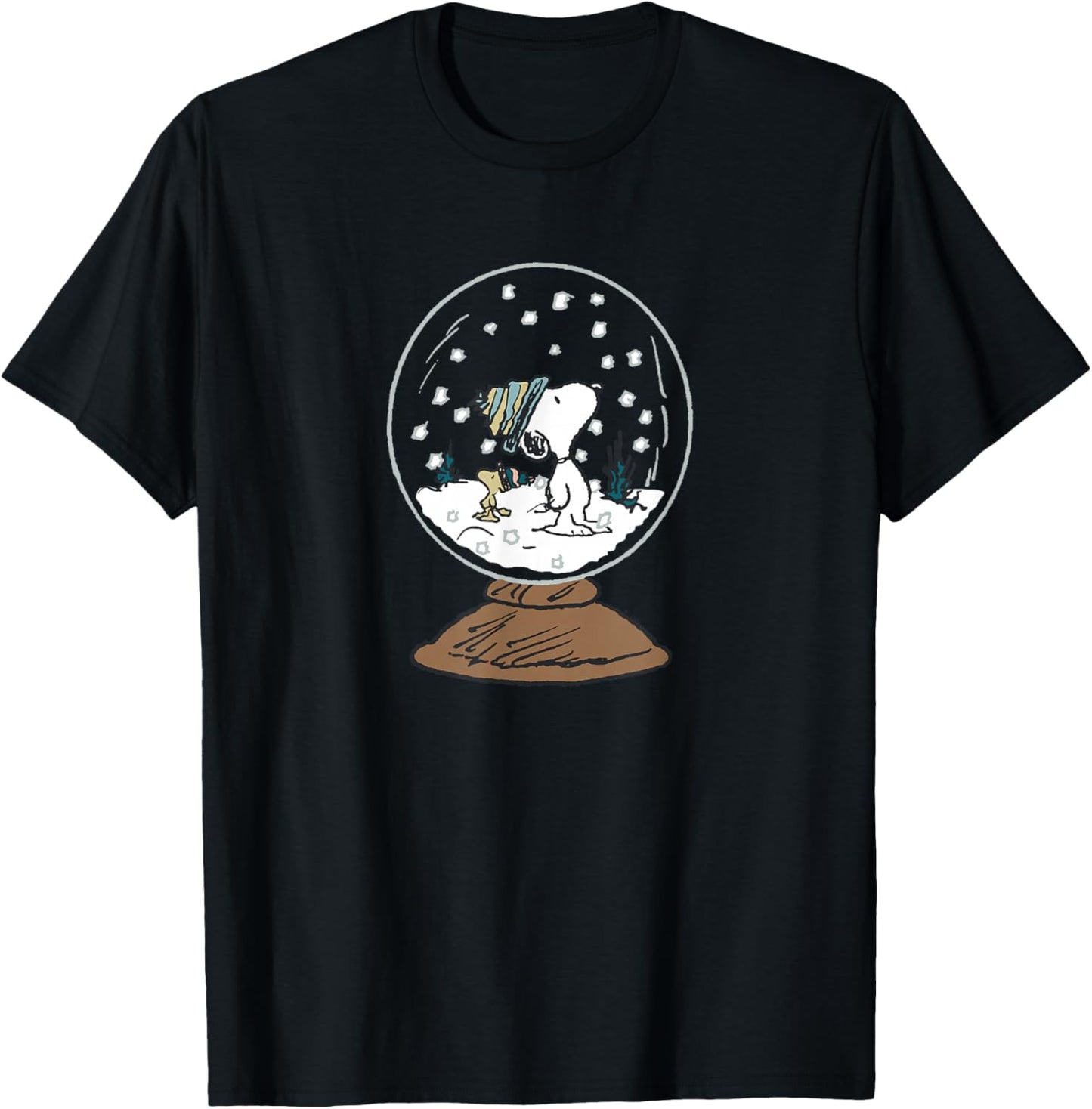 Peanuts Snoopy Woodstock Snowglobe T-Shirt - T-Shirt | Black
