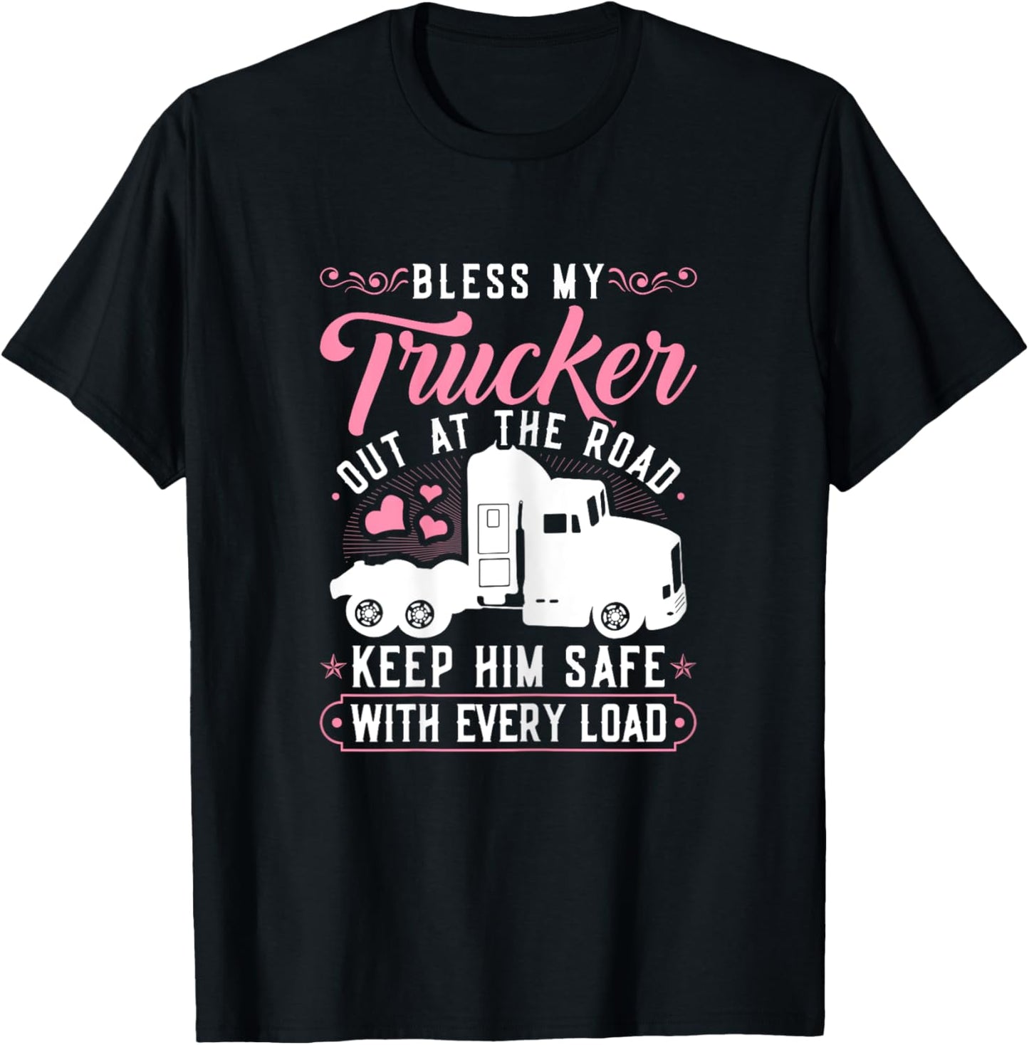 Women Truck Driver Prayer, Trucker Wife T-Shirt - T-Shirt | Black