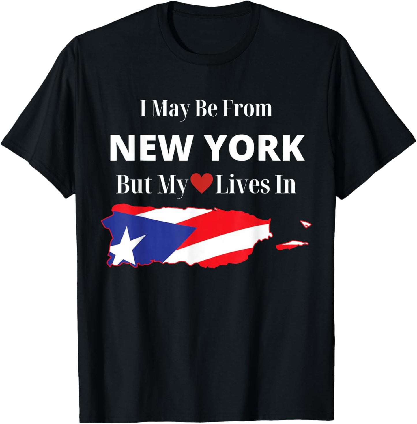 Puerto Rican Flag New York Heart Boricua T-Shirt - T-Shirt | Black
