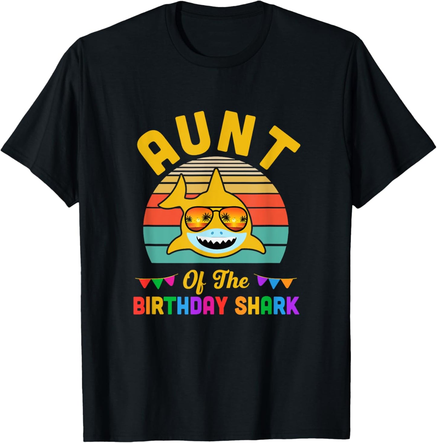 Aunt Of The Shark Birthday Aunt Matching Family T-Shirt - T-Shirt | Black