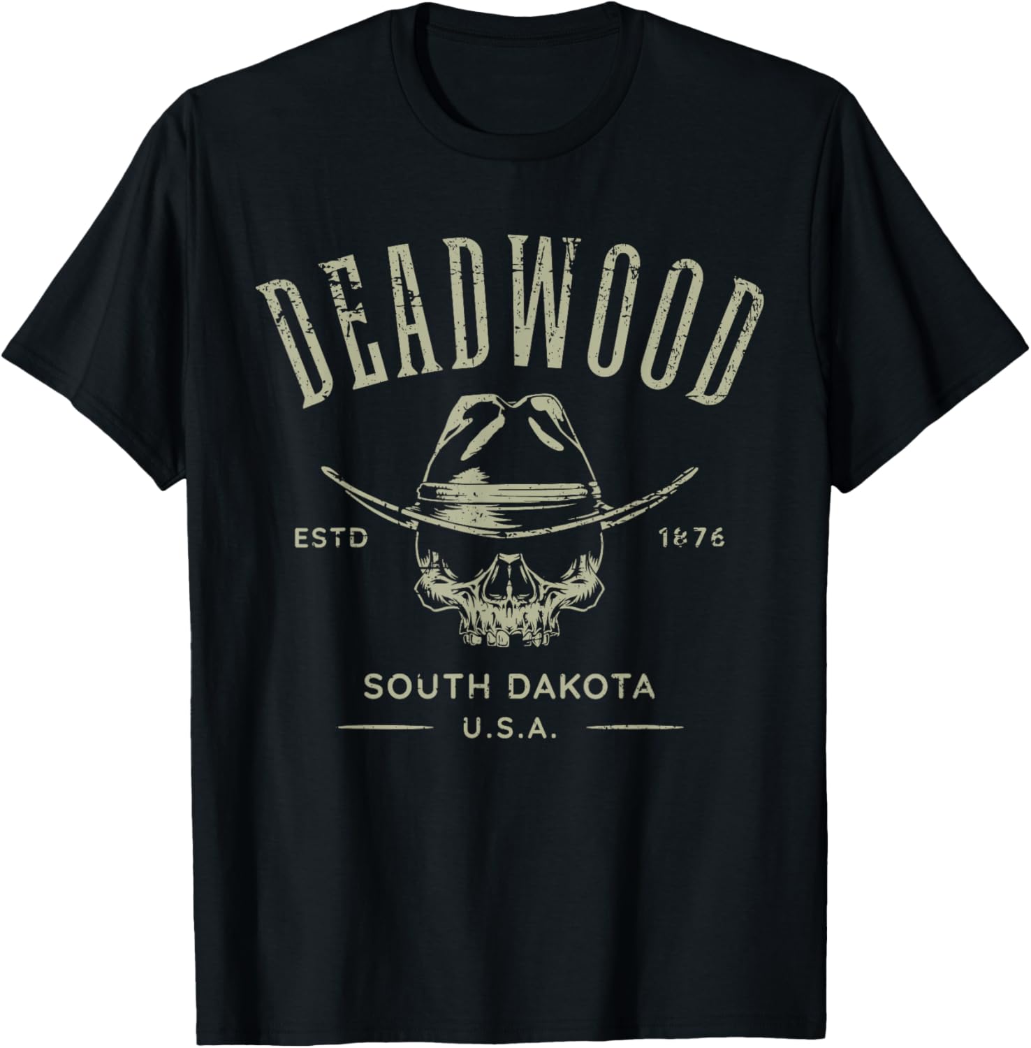 Deadwood South Dakota USA Distressed Design Souvenir T-Shirt - T-Shirt | Black