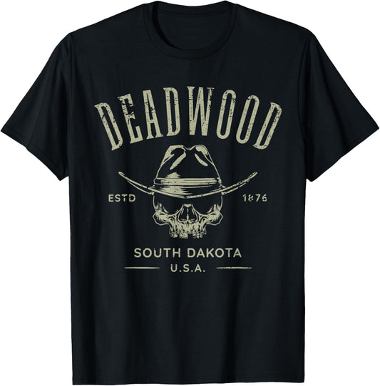 Deadwood South Dakota USA Distressed Design Souvenir T-Shirt - T-Shirt | Black