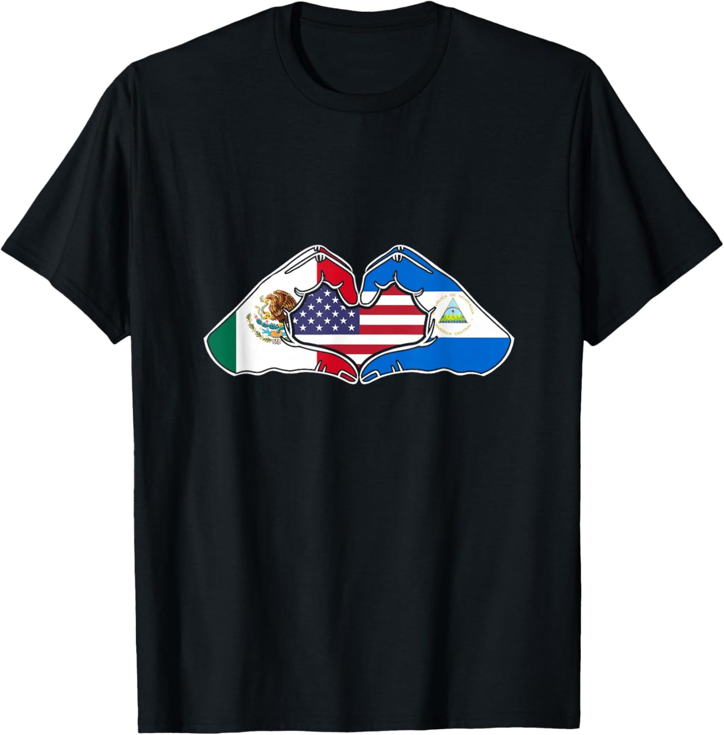 Heart Hands Mexico, Nicaragua and the USA. T-Shirt - T-Shirt | Black