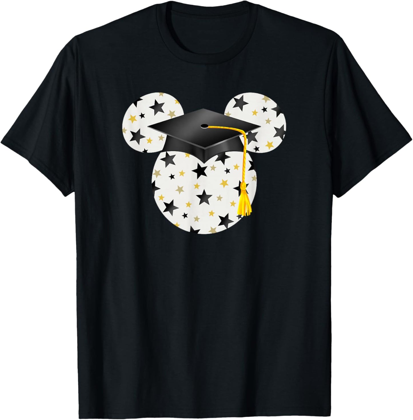 Disney Mickey Head Graduation Hat Star Fill T-Shirt - T-Shirt | Black