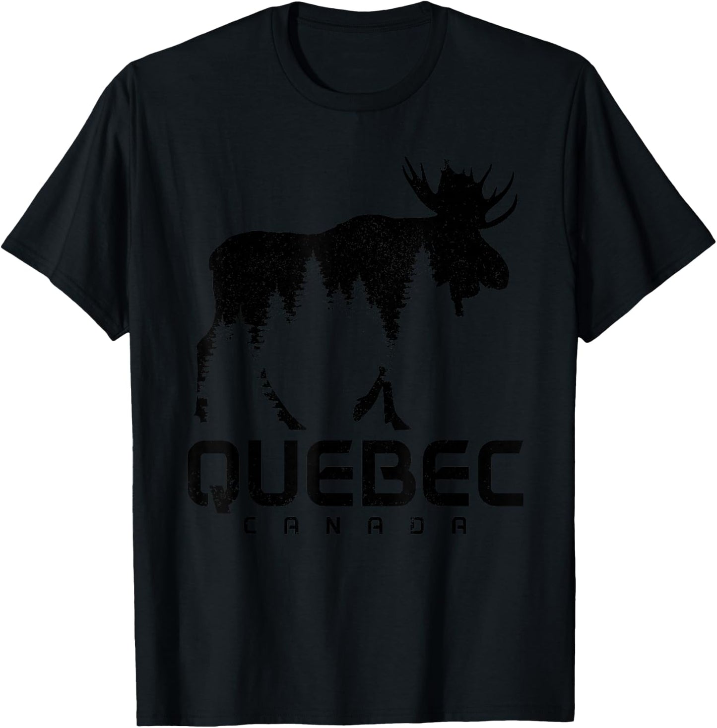 Quebec Canada Vintage Moose Souvenir T-Shirt - T-Shirt | Black