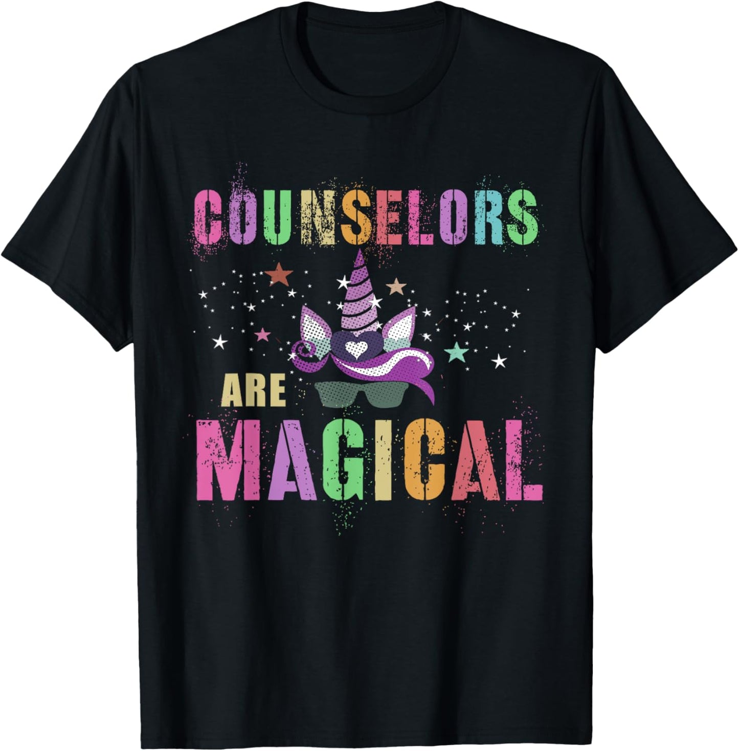 Funny COUNSELORS ARE MAGICAL I'm Unicorn School Counseling T-Shirt - T-Shirt | Black