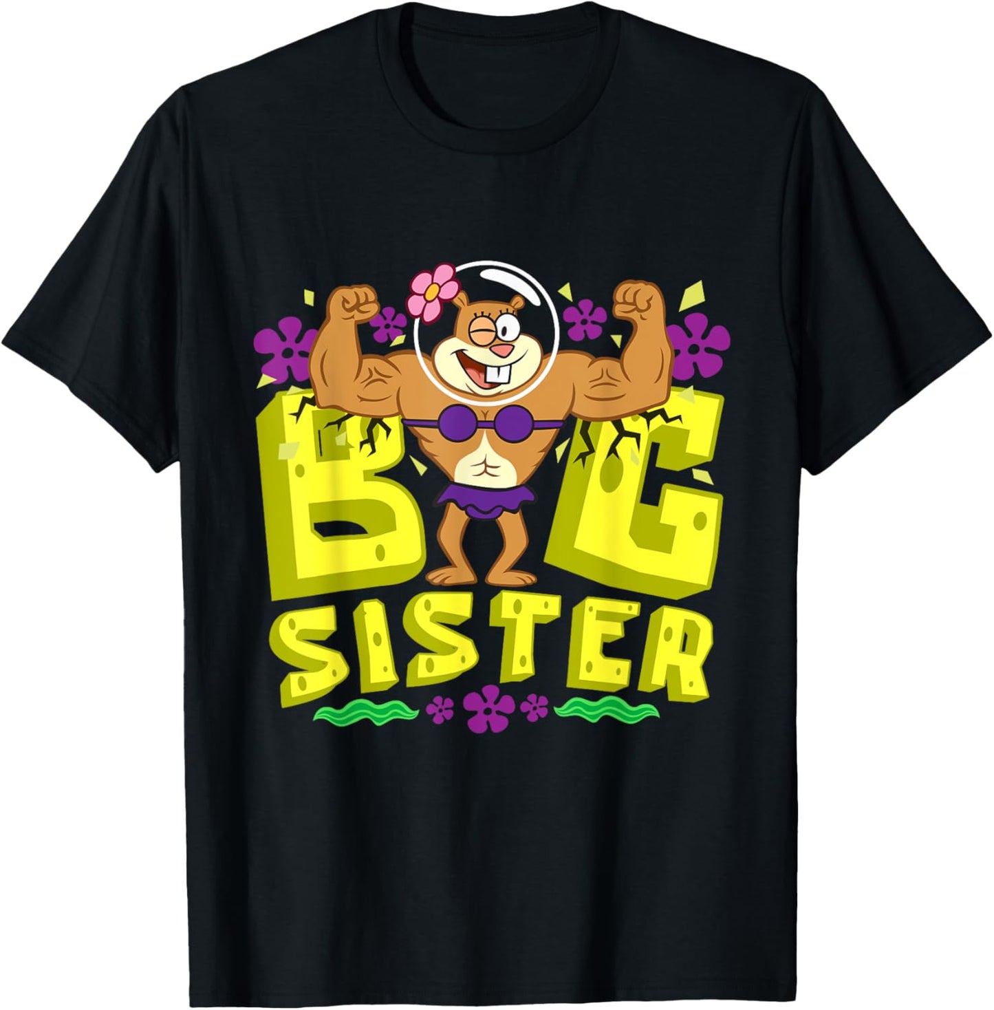 Mademark x SpongeBob SquarePants - SpongeBob SquarePants Big Sister Strong Sister Women Girls T-Shirt - T-Shirt | Black