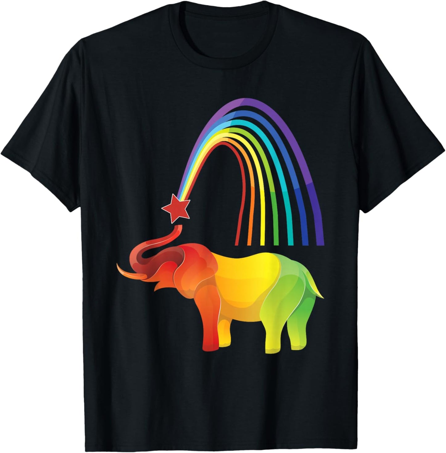 Elephant Rainbow Africa India Wilderness Safari Wild Animals T-Shirt - T-Shirt | Black