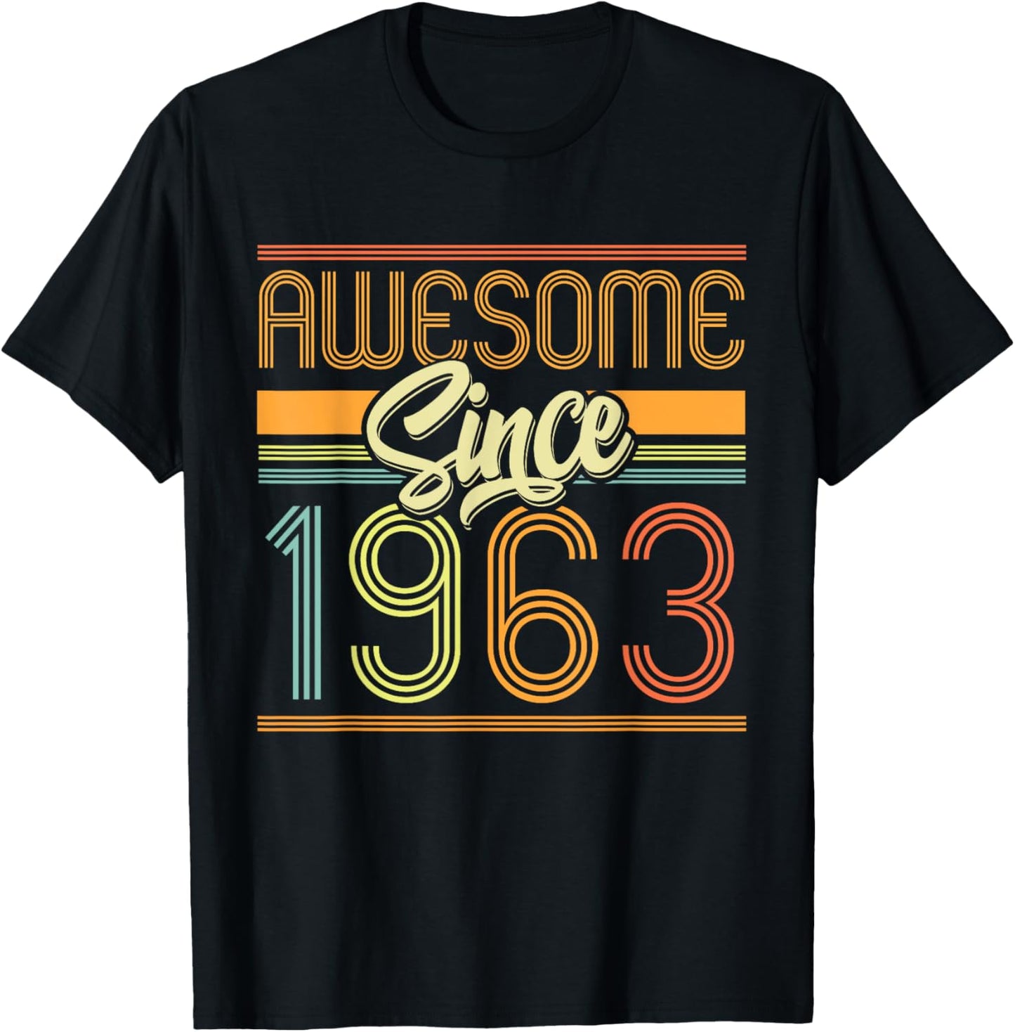 Awesome Since 1963 62nd Birthday 62 Years Old Bday Men Women T-Shirt - T-Shirt | Black