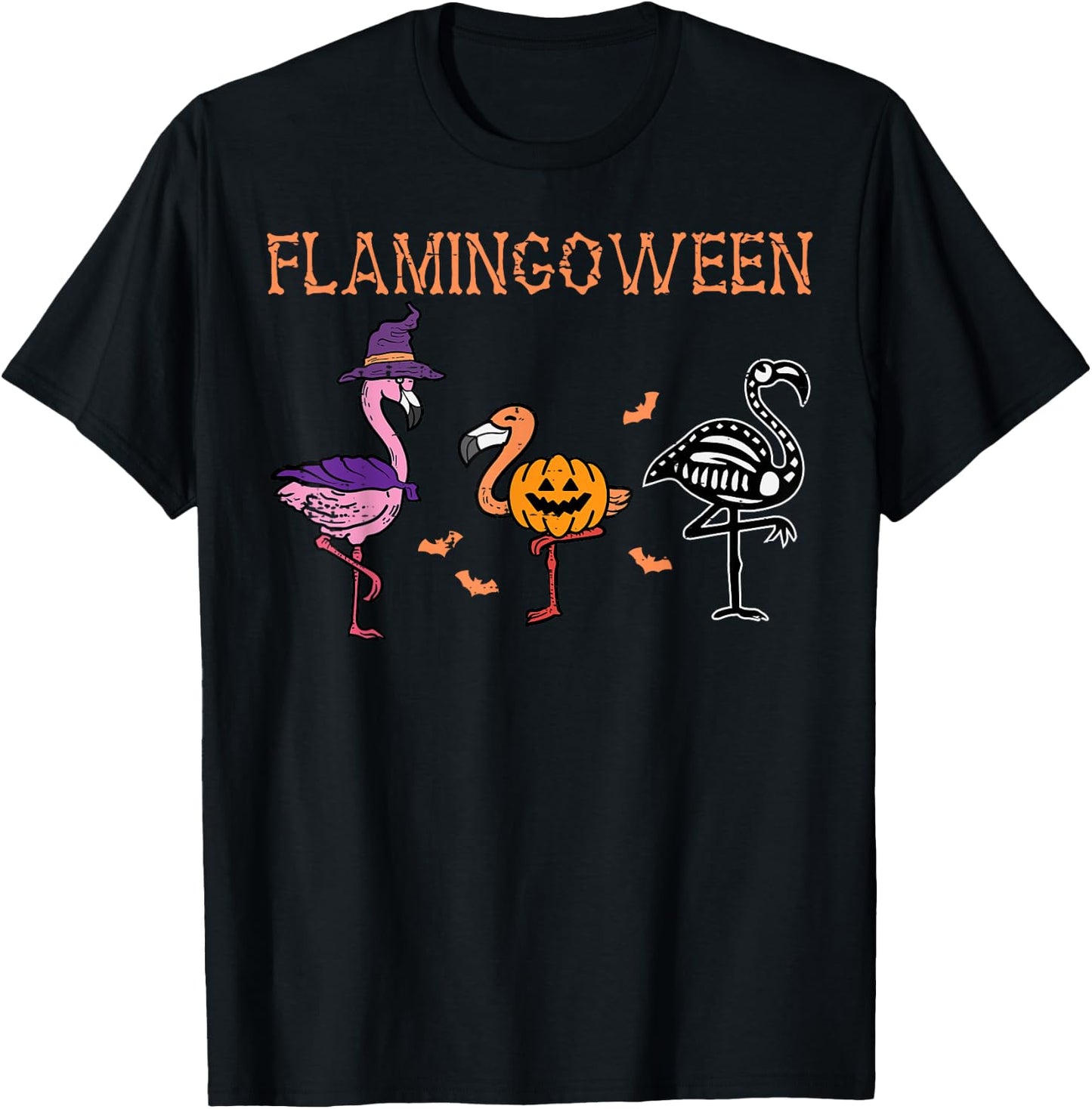 Halloween Flamingo Flamingoween Funny Costume Women Men Kids T-Shirt - T-Shirt | Black