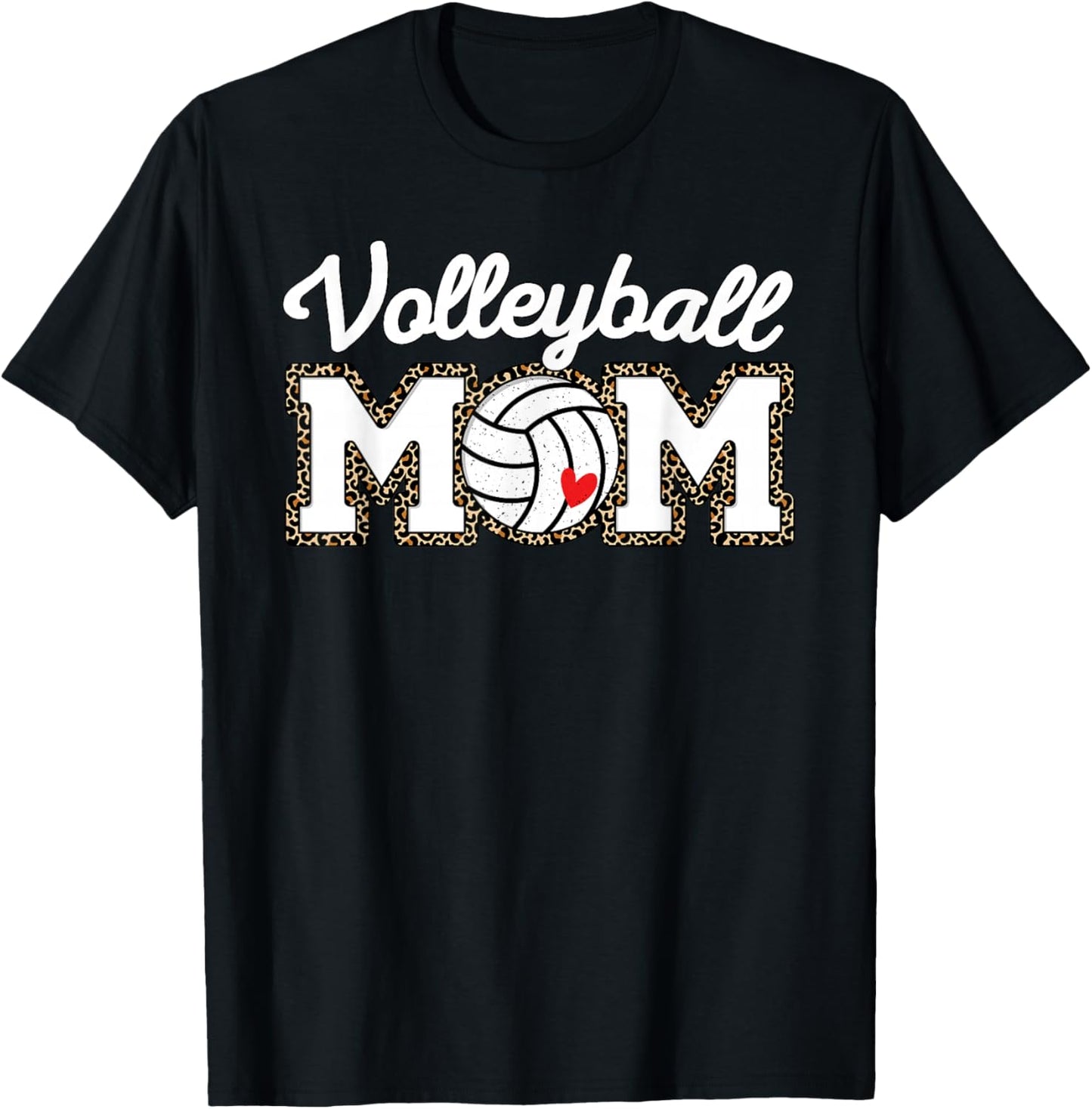 Cute Volleyball Mom Leopard Print T-Shirt - T-Shirt | Black