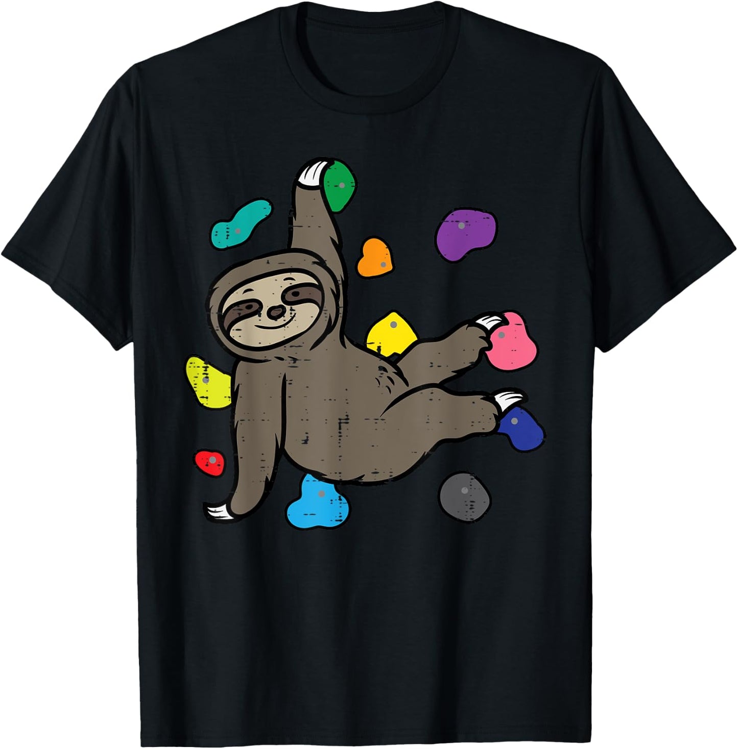 Rock Climbing Sloth Cute Climber Boys Girls Kids Women Men T-Shirt - T-Shirt | Black