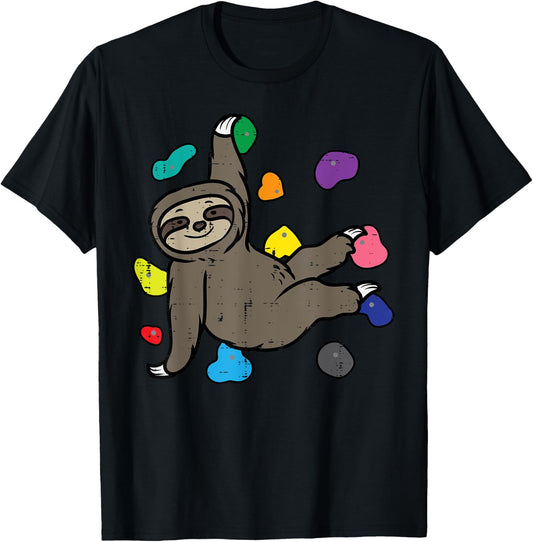 Rock Climbing Sloth Cute Climber Boys Girls Kids Women Men T-Shirt - T-Shirt | Black