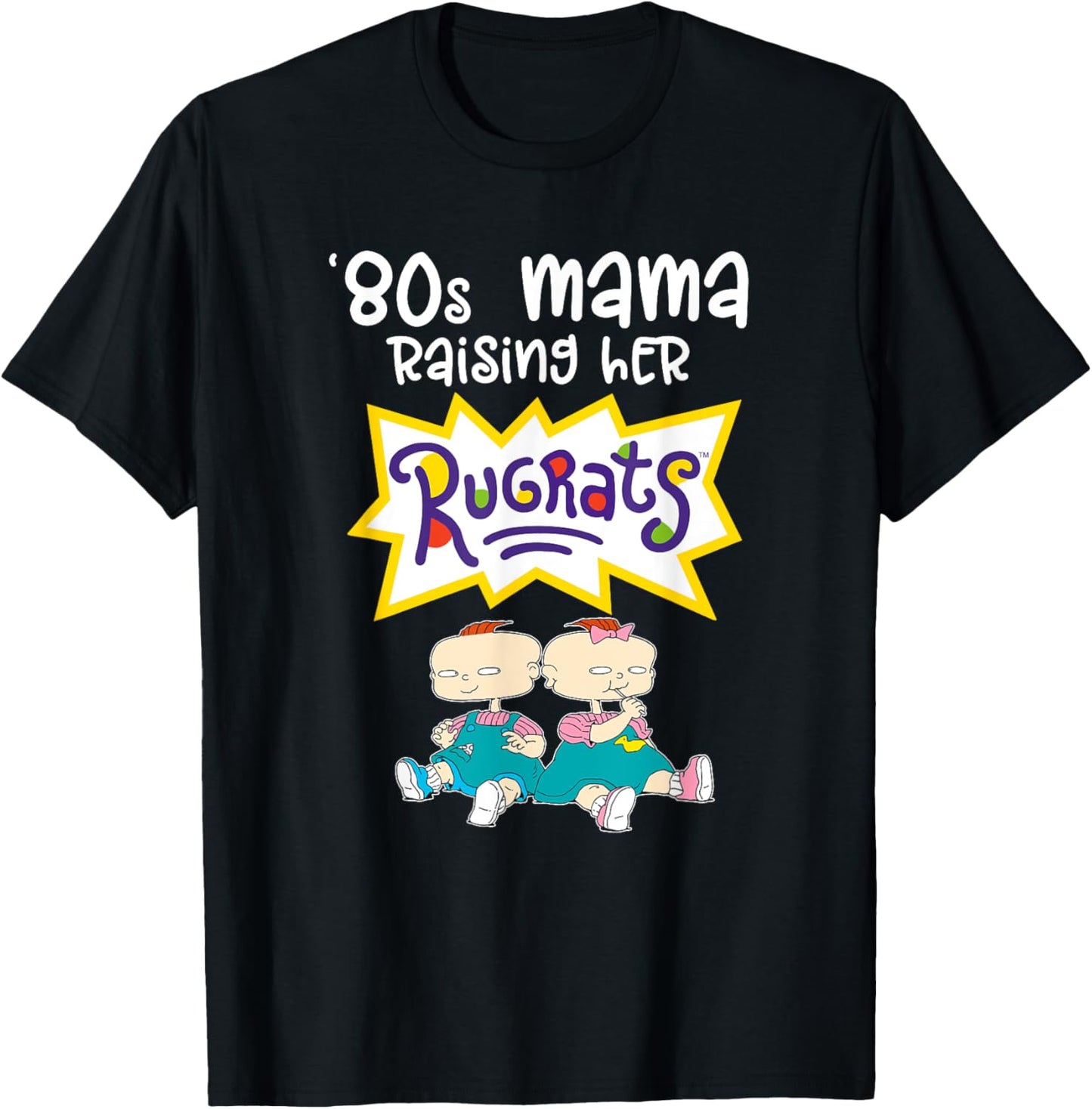 Mademark x Rugrats - 80s Mama Raising Her Rugrats - Phil & Lil T-Shirt - T-Shirt | Black