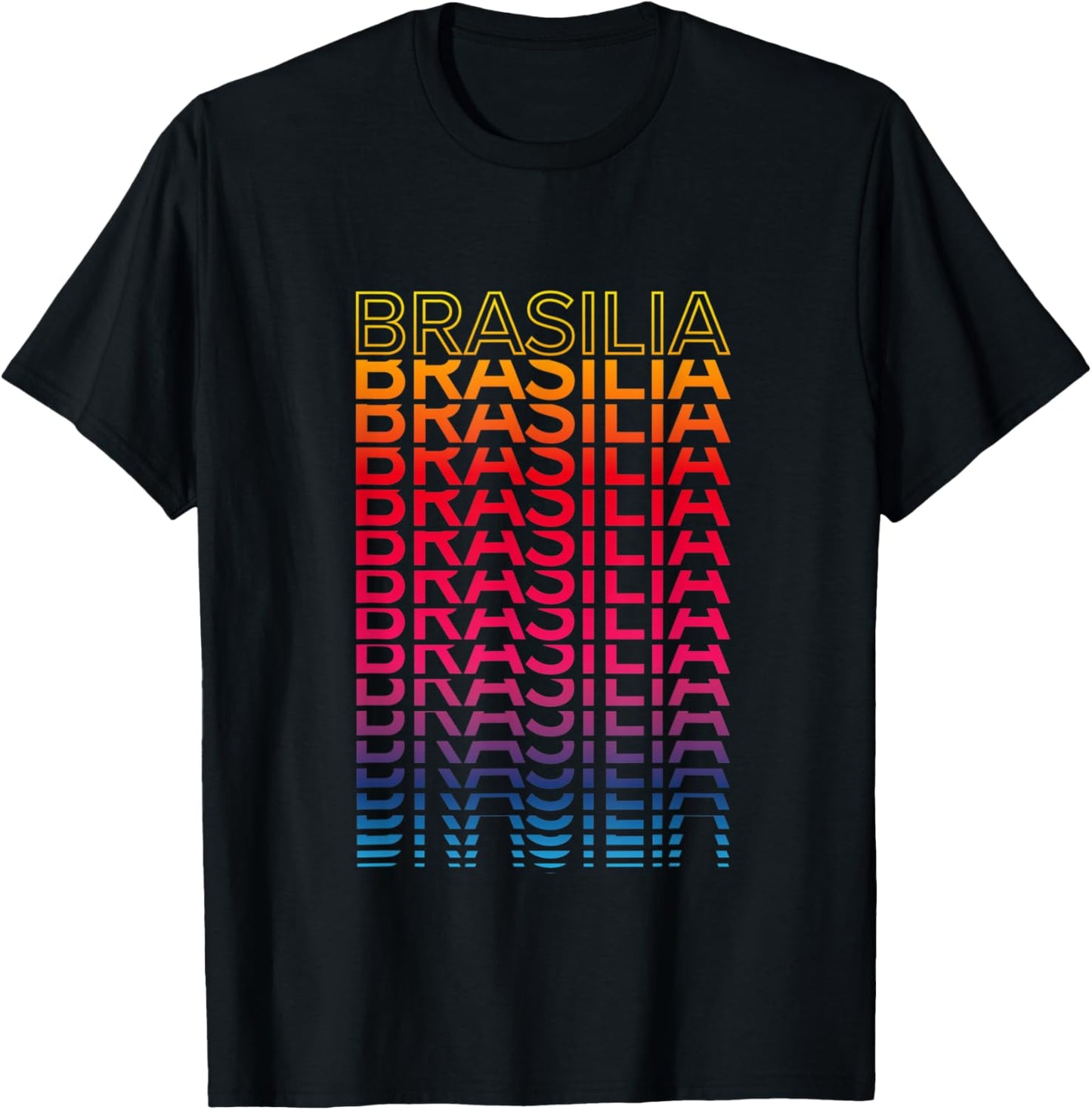 Retro Colorful City - Nostalgic Brasilia T-Shirt - T-Shirt | Black
