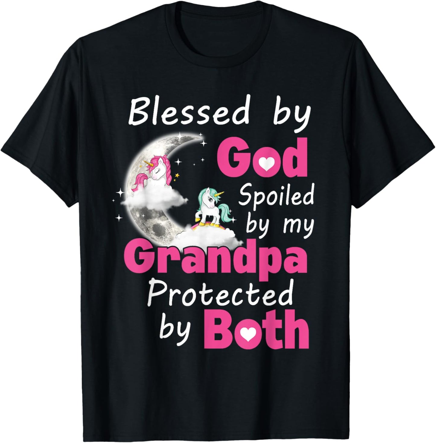 Blessed By God Spoiled By My Grandpa Protected By Both T-Shirt - T-Shirt | Black