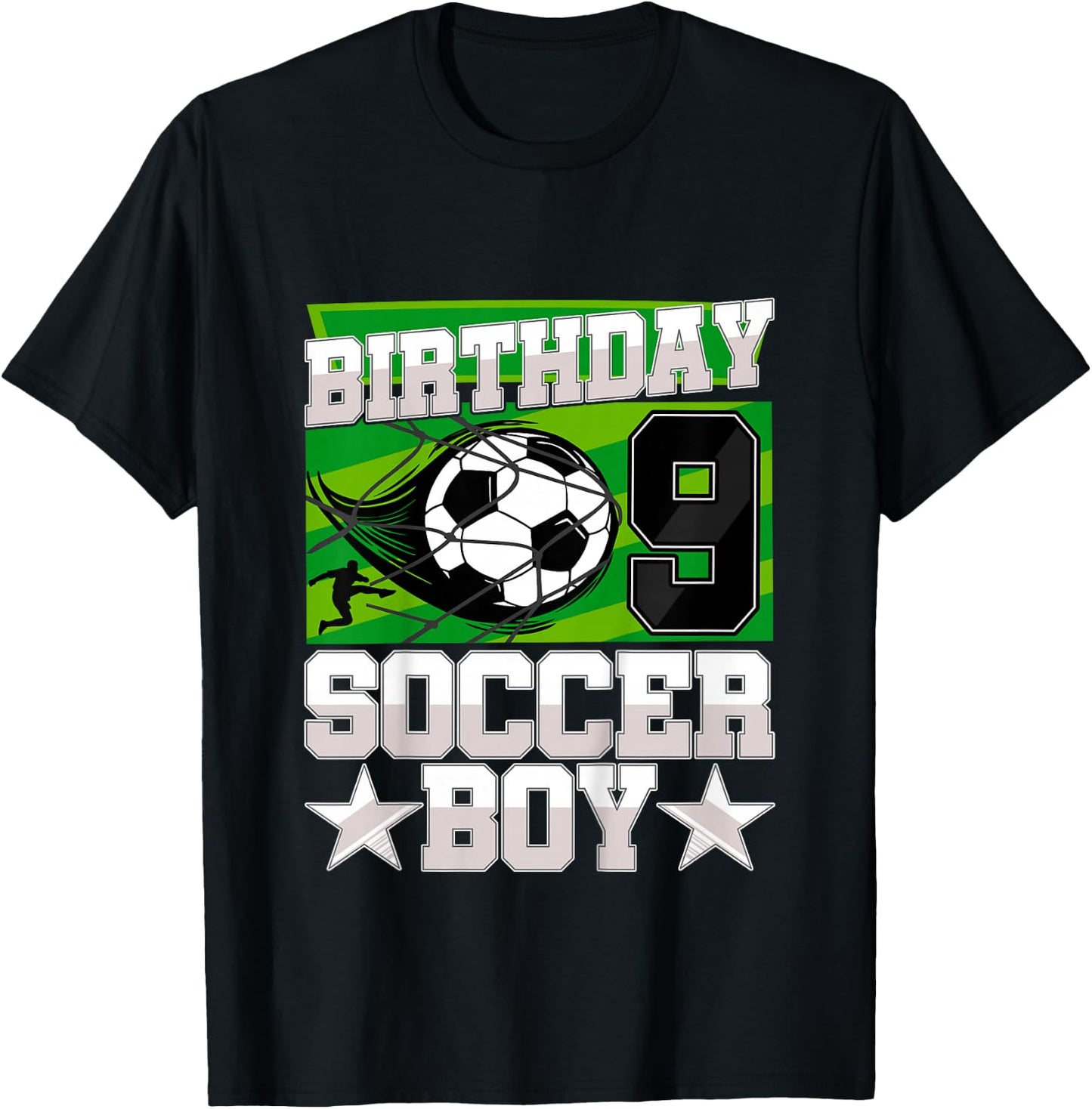 Soccer Birthday Party - 9th Birthday Boy 9 Years Old T-Shirt - T-Shirt | Black