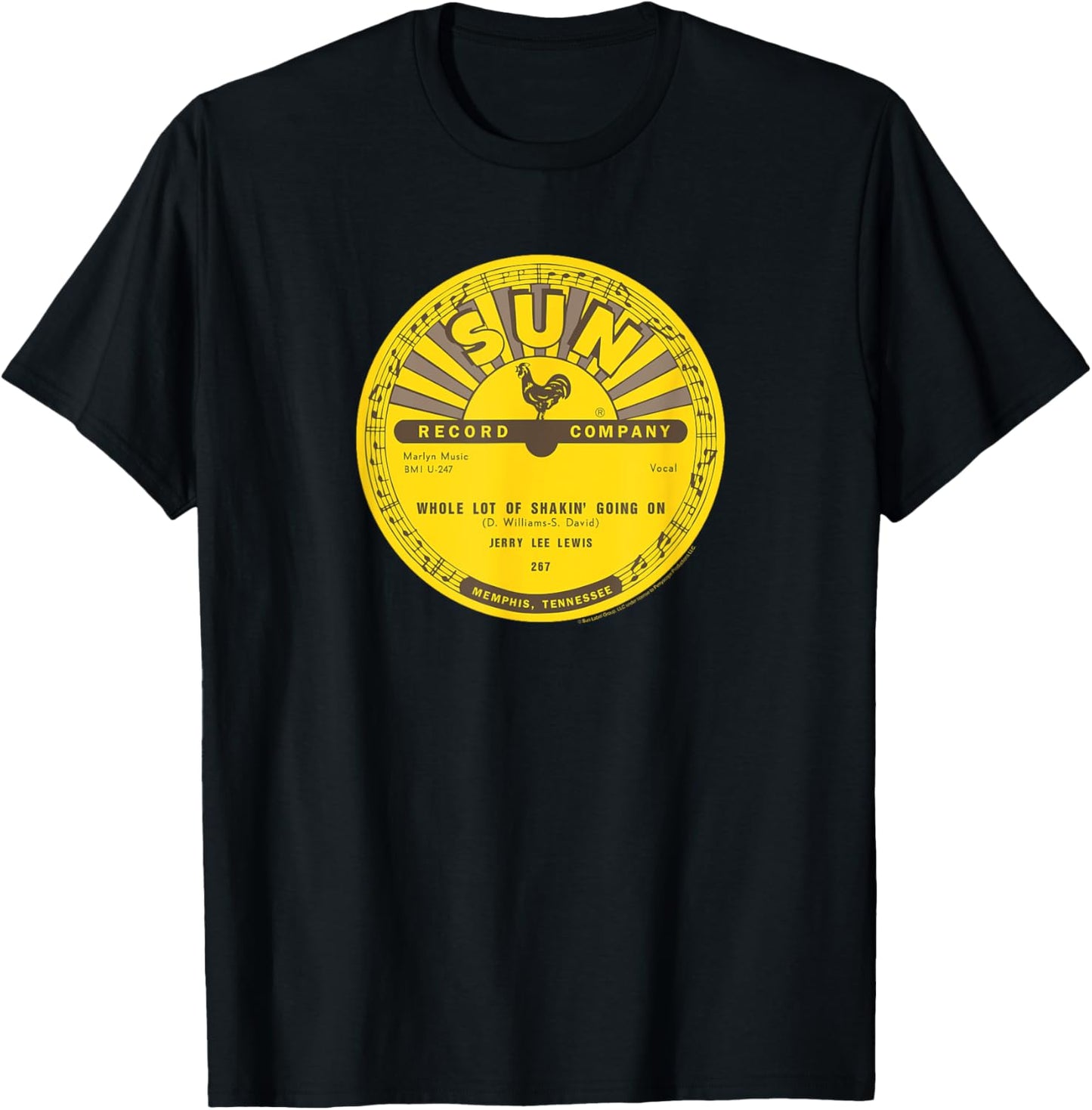 Sun Records Vinyl Jerry Lee Lewis Whole Lot of Shakin' T-Shirt - T-Shirt | Black