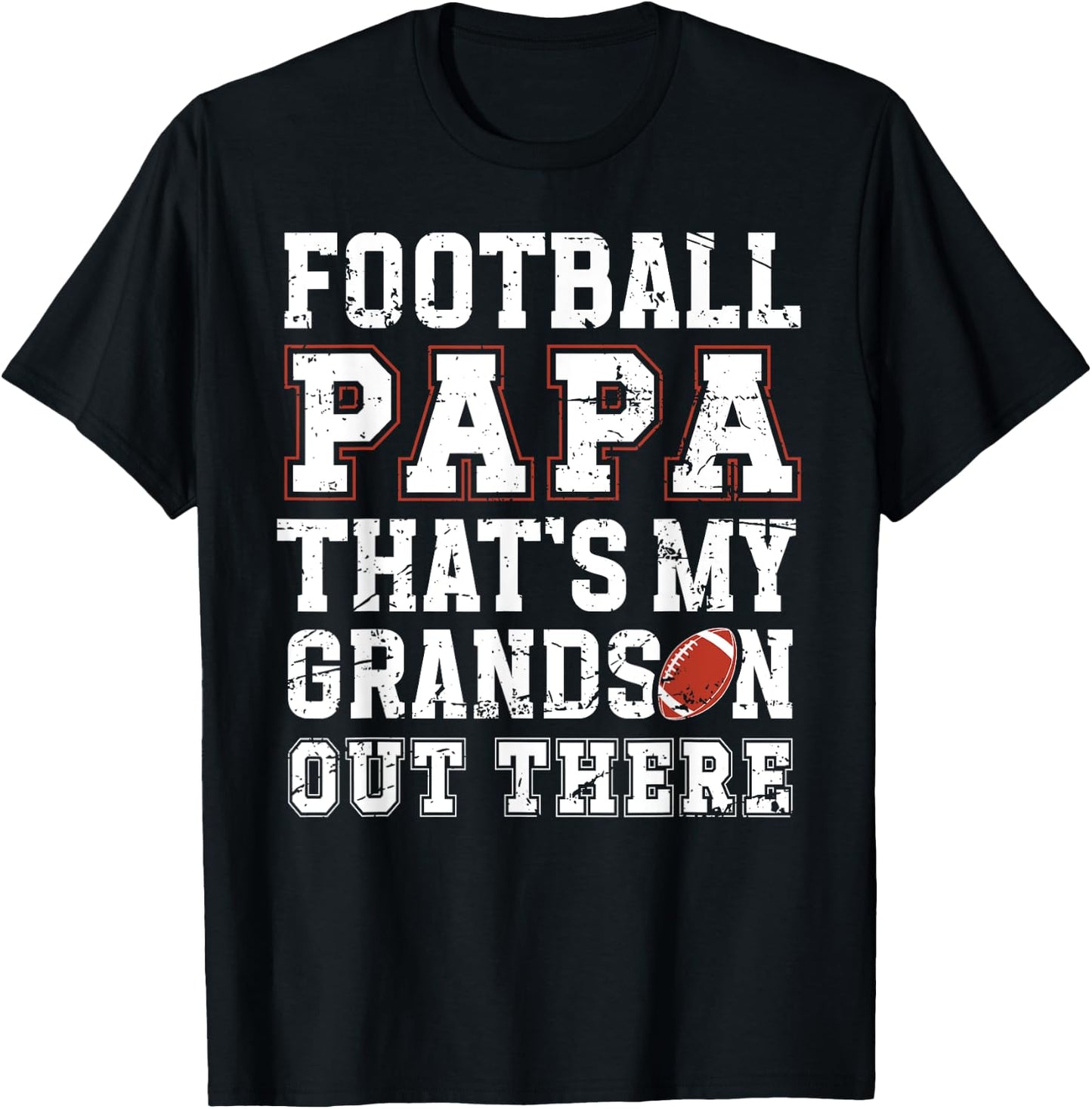 Proud Football Papa Of A Football Player Papa T-Shirt - T-Shirt | Black