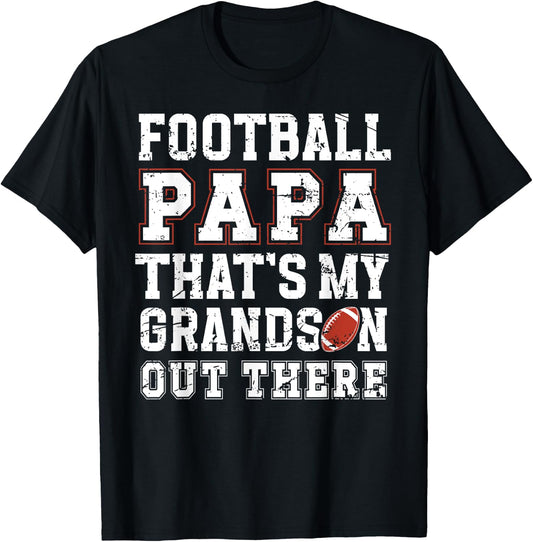 Proud Football Papa Of A Football Player Papa T-Shirt - T-Shirt | Black