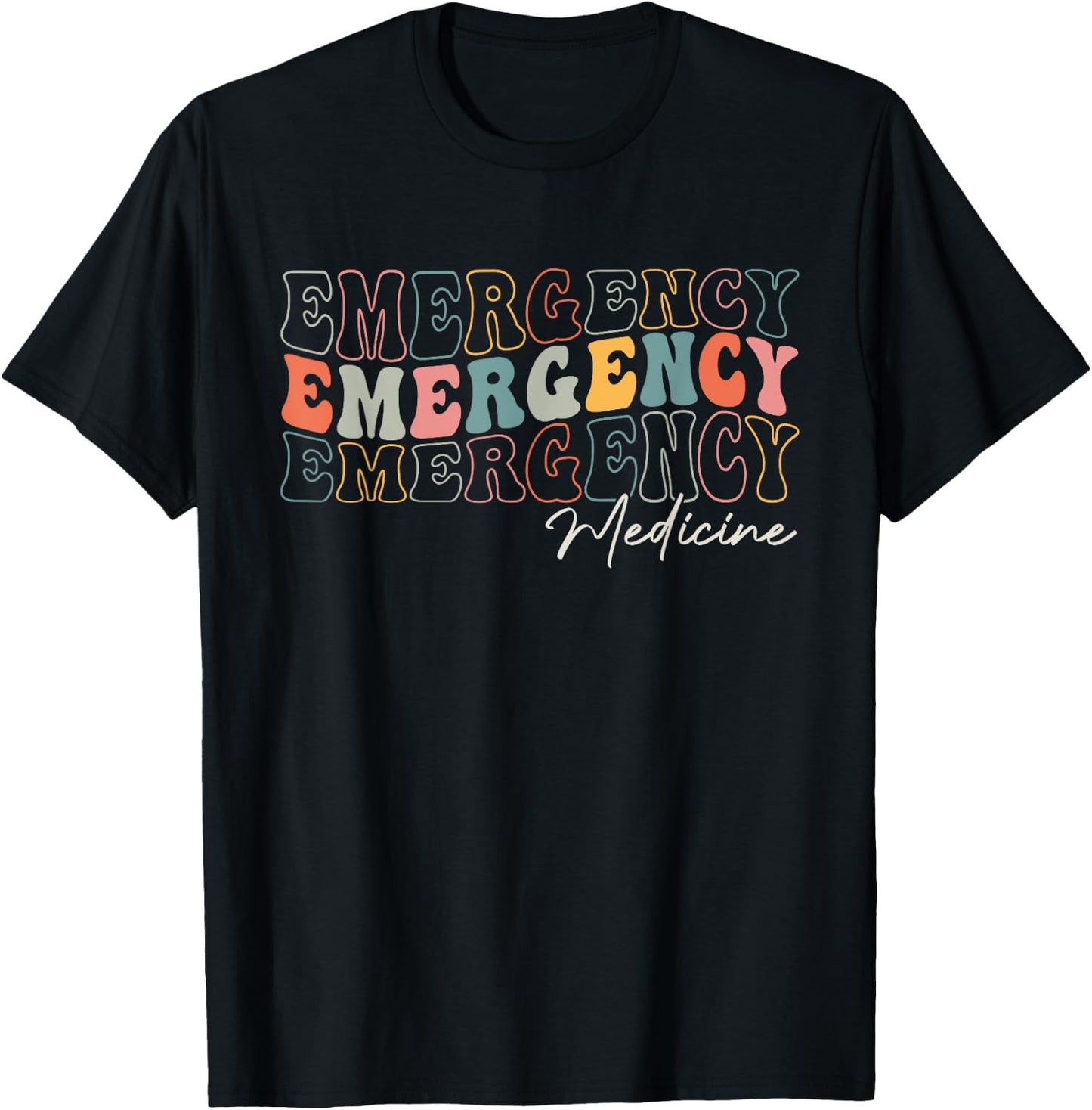 Emergency Medicine Emergency Room Healthcare Retro Groovy T-Shirt - T-Shirt | Black