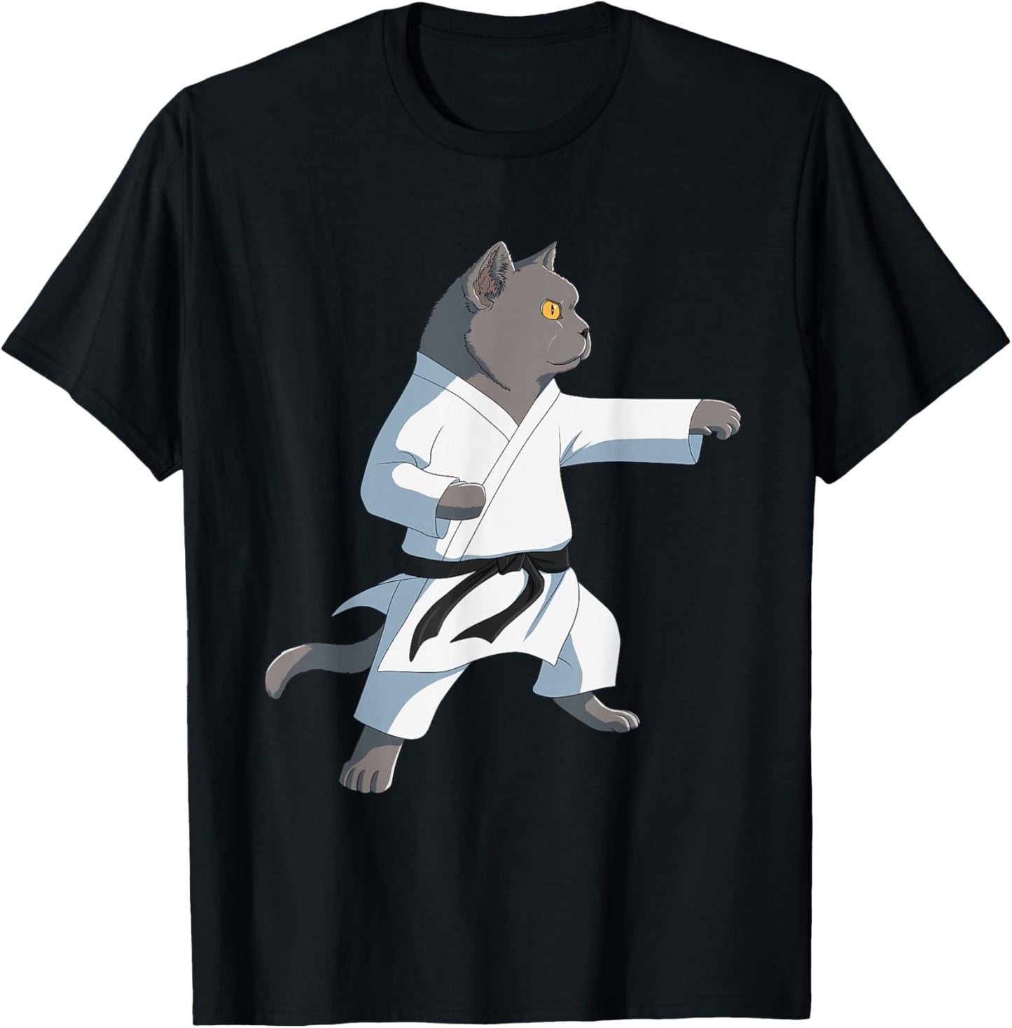 Funny Karate British Shorthair Cat T-Shirt - T-Shirt | Black