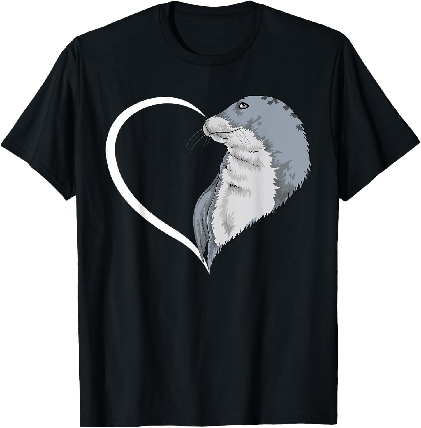 Seal Shirts Girls Kids Heart Cute Seal T-Shirt - T-Shirt | Black