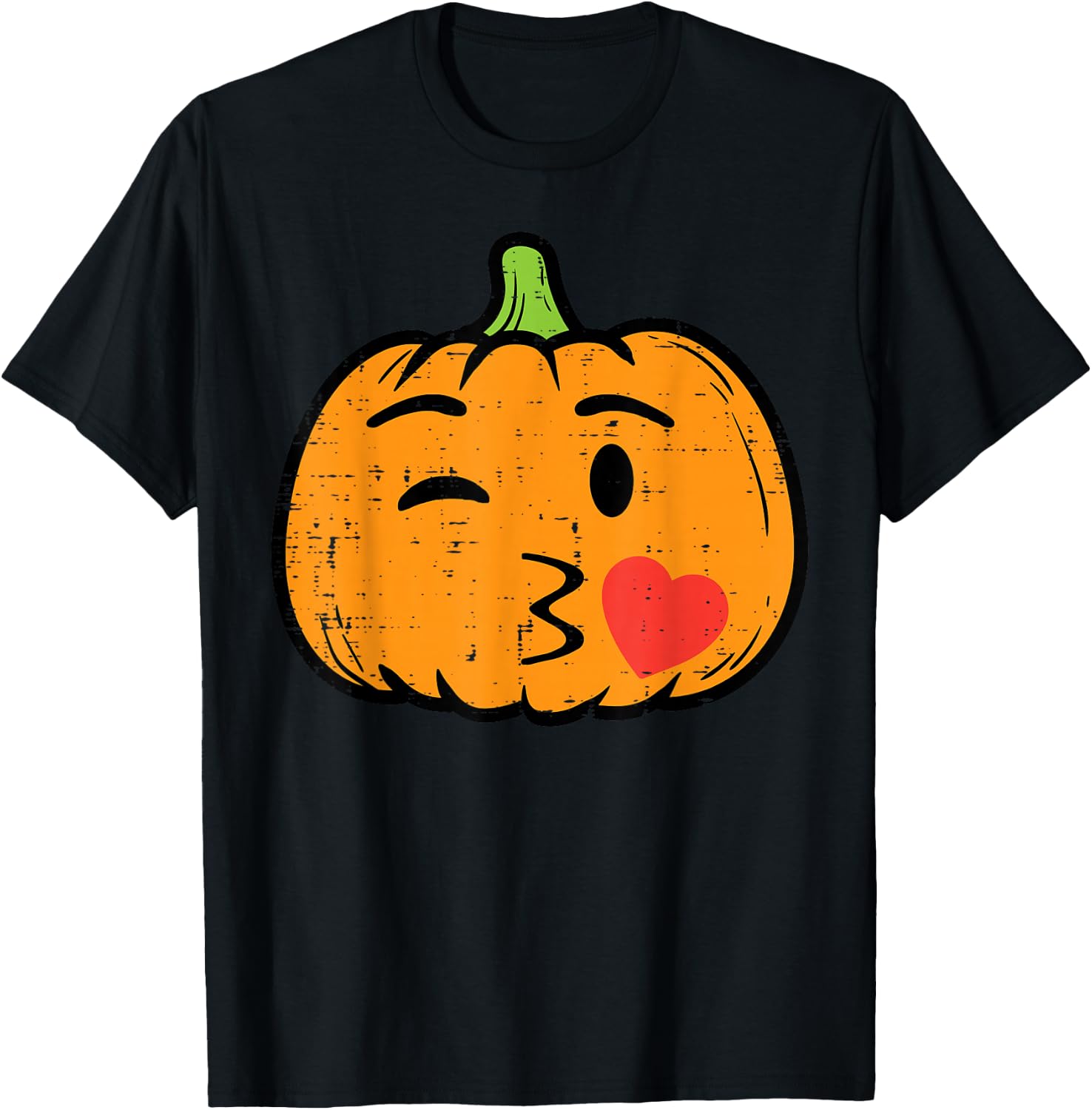 Halloween Pumpkin Face Kiss Cute Costume Girls Kid Women Men T-Shirt - T-Shirt | Black