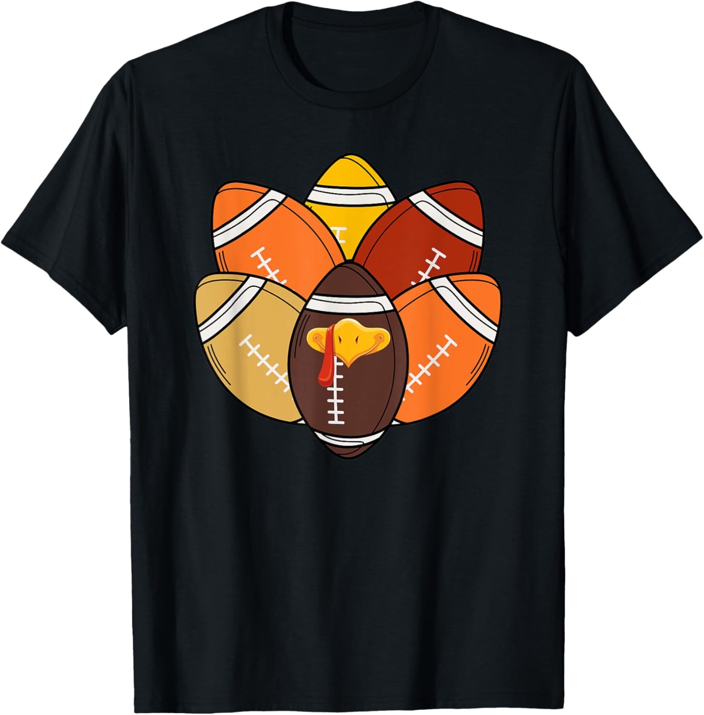 Football Player Turkey Funny Thanksgiving Day T-Shirt - T-Shirt | Black