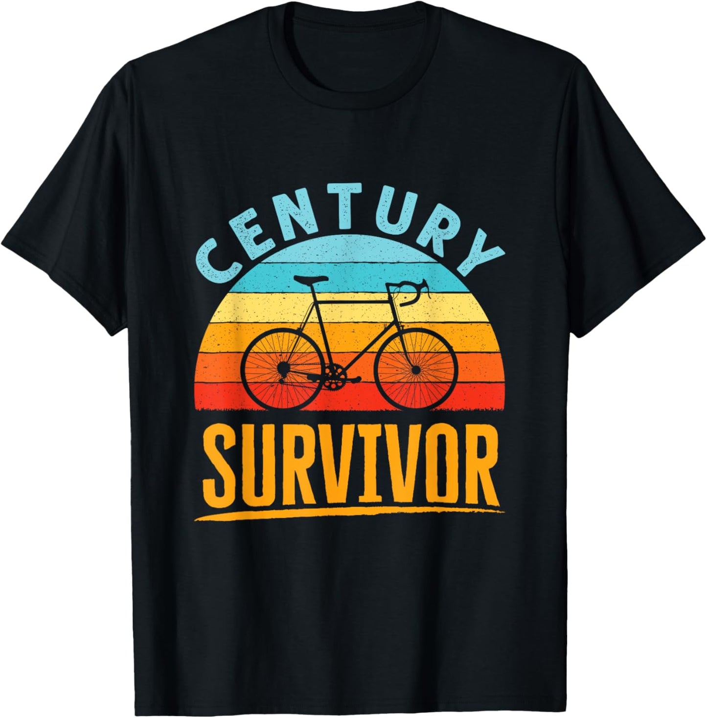 Century Survivor 100 Mile Bicycle Road Cycling Ride T-Shirt - T-Shirt | Black