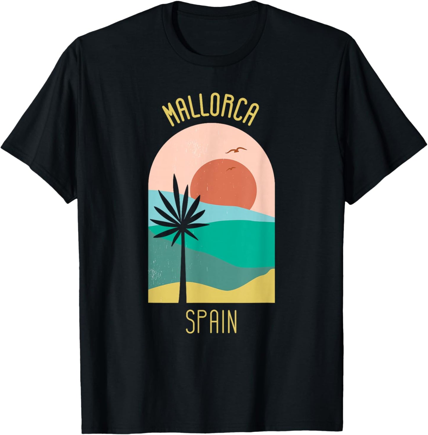 Mallorca Spain - Boho Vintage Vacation Souvenir T-Shirt - T-Shirt | Black