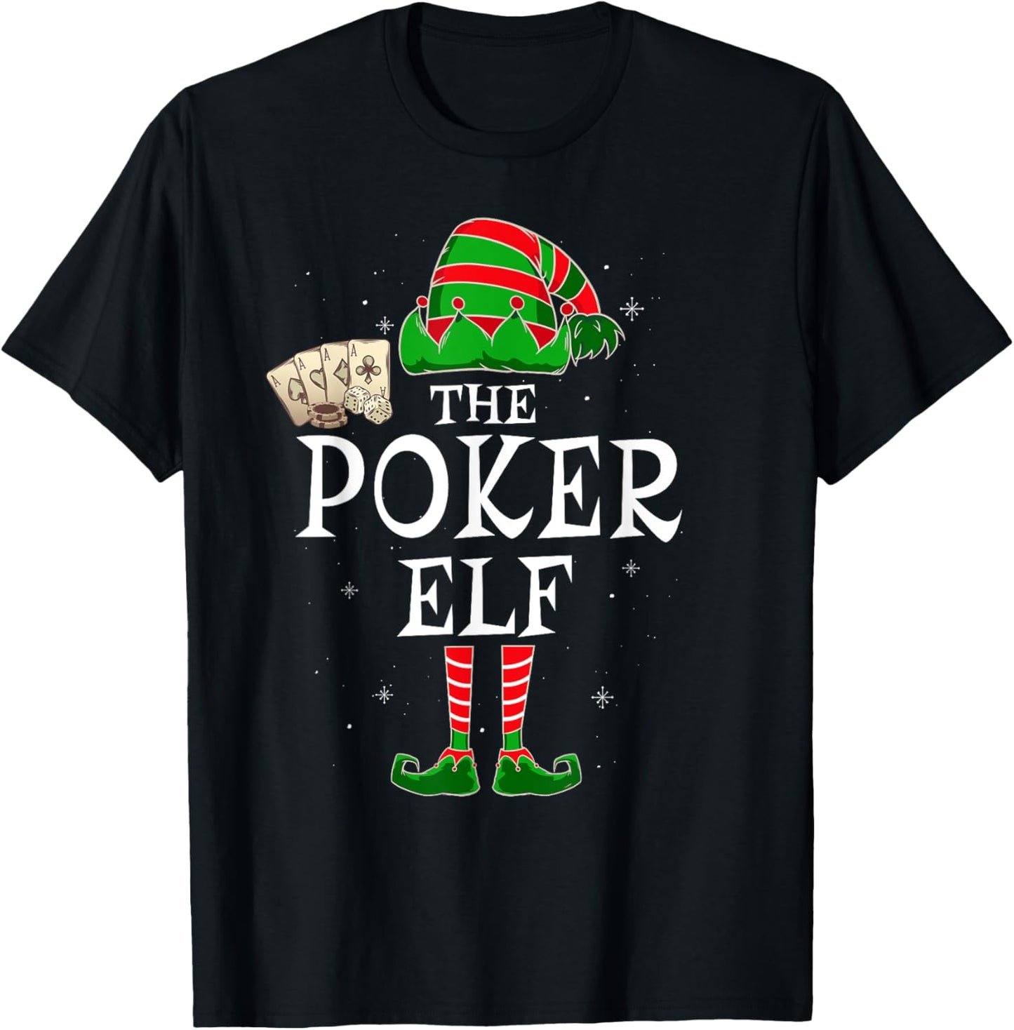 The Poker Elf Group Matching Family Christmas Player Funny T-Shirt - T-Shirt | Black