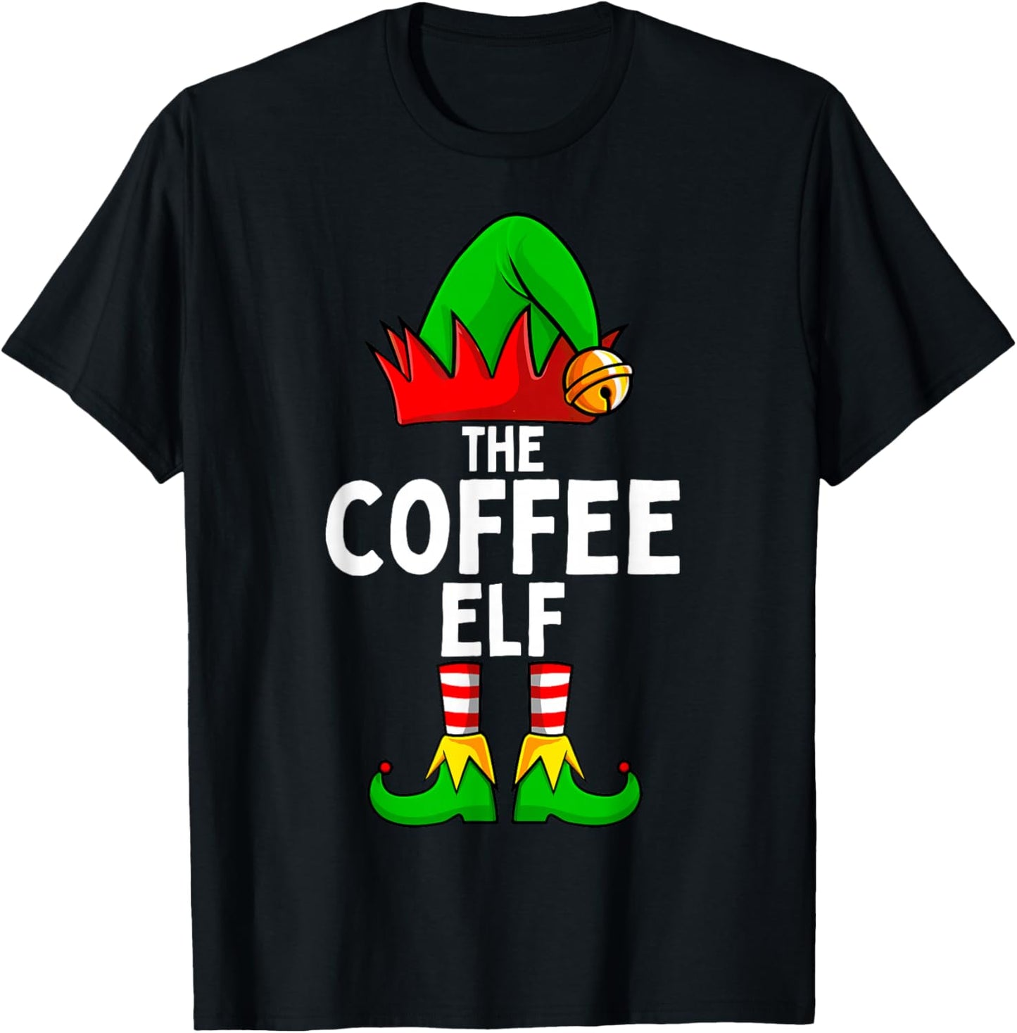 Coffee Elf Matching Family Christmas T-Shirt - T-Shirt | Black