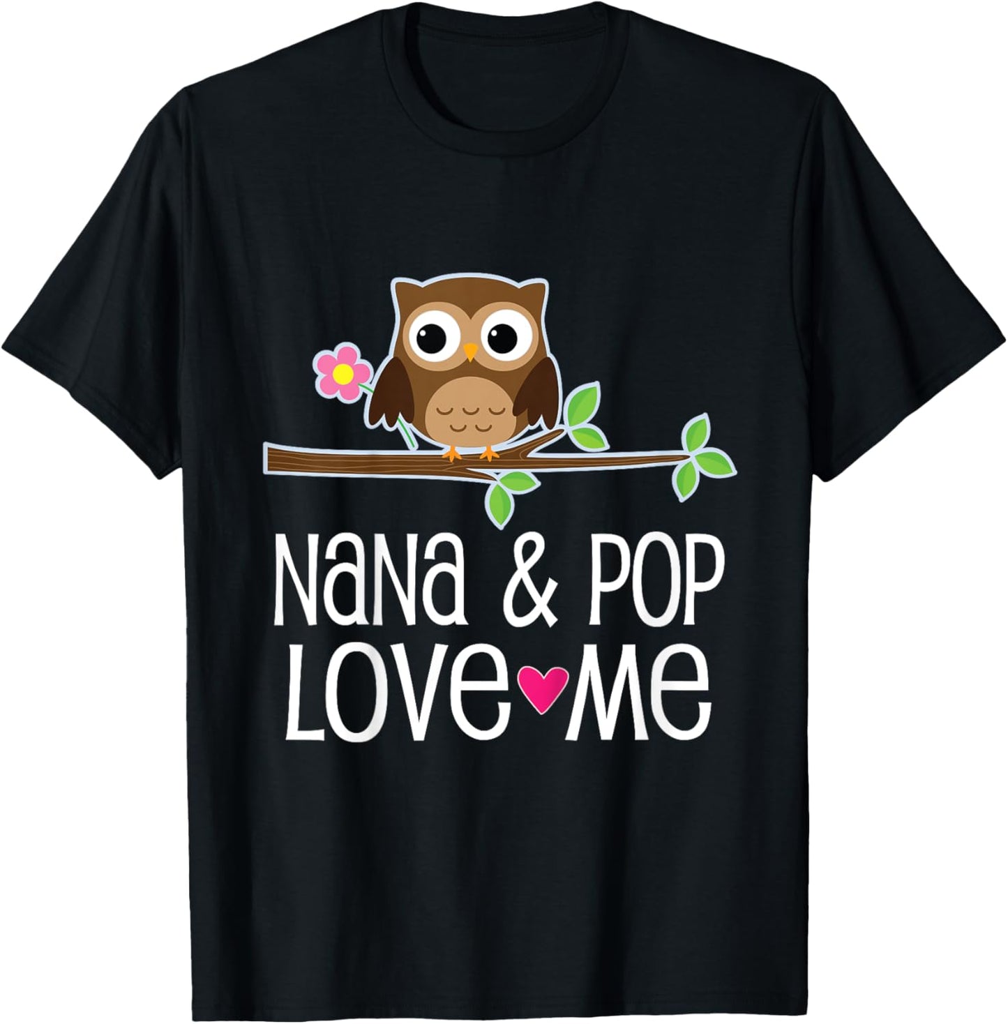Kids Nana and Pop Love Me Granddaughter Owl T-Shirt - T-Shirt | Black