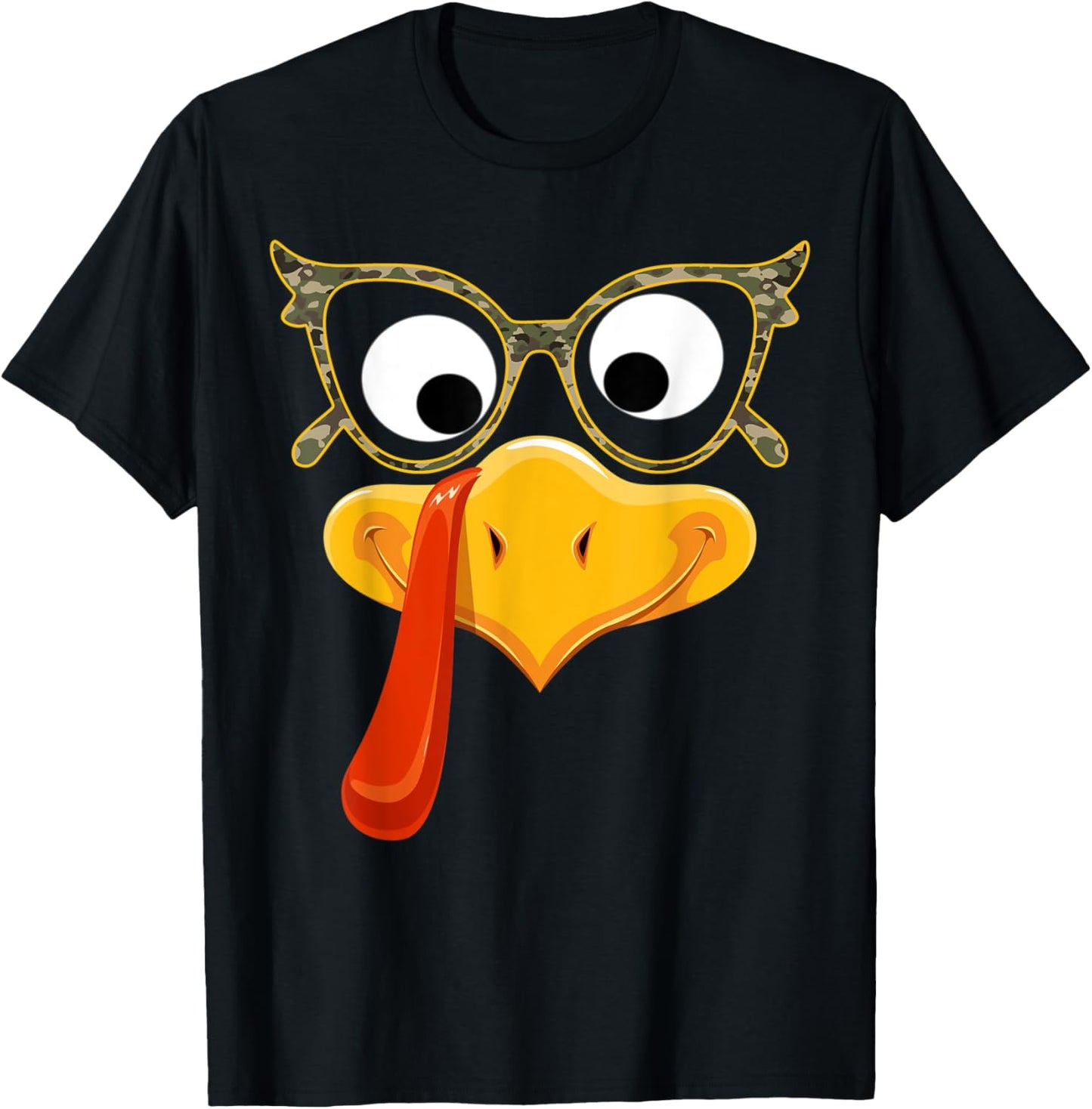 Turkey Face Thanksgiving Family Camoflauge Sunglasses Camo T-Shirt - T-Shirt | Black