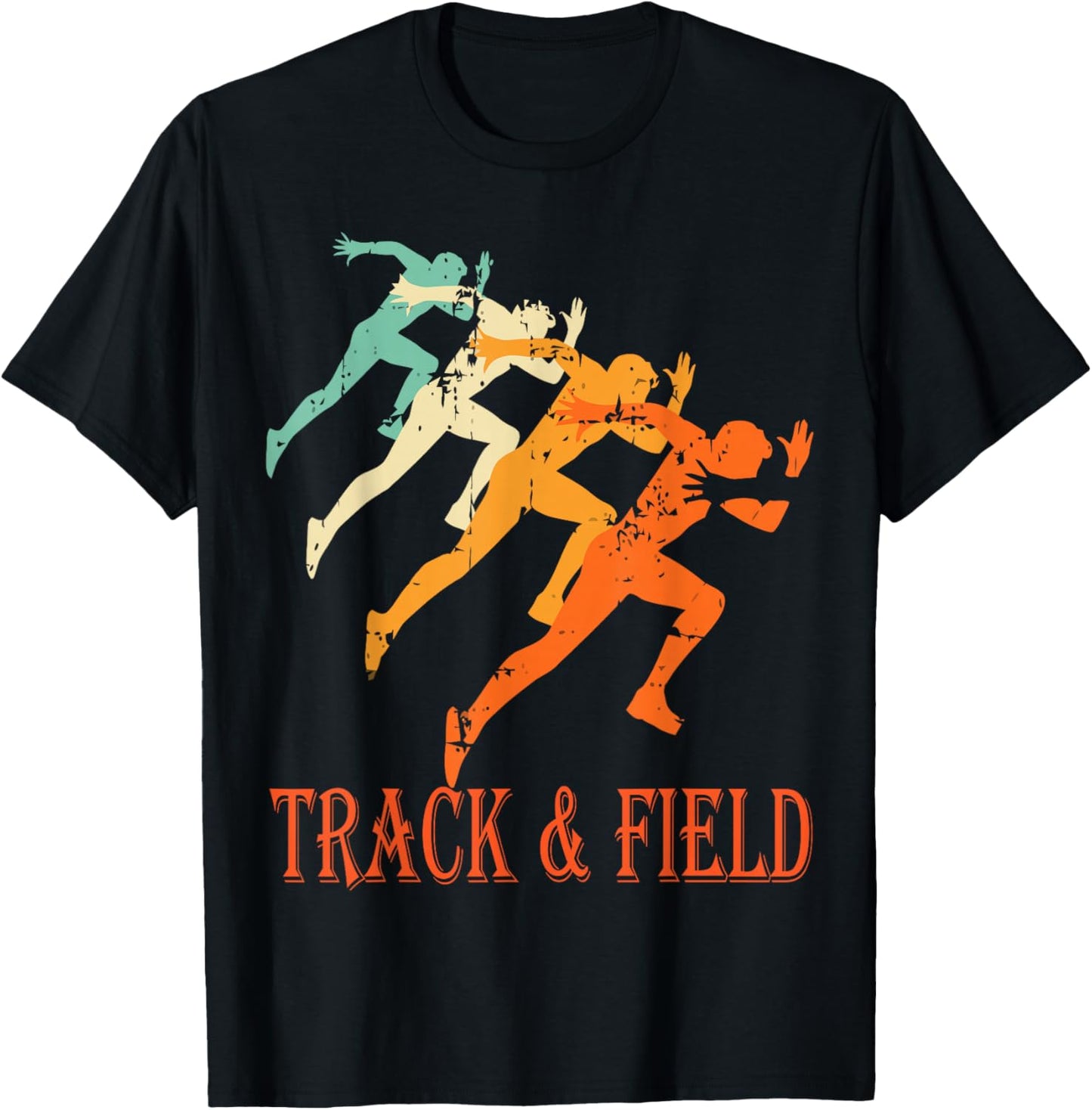 Retro Running Vintage Track and Field T-Shirt - T-Shirt | Black
