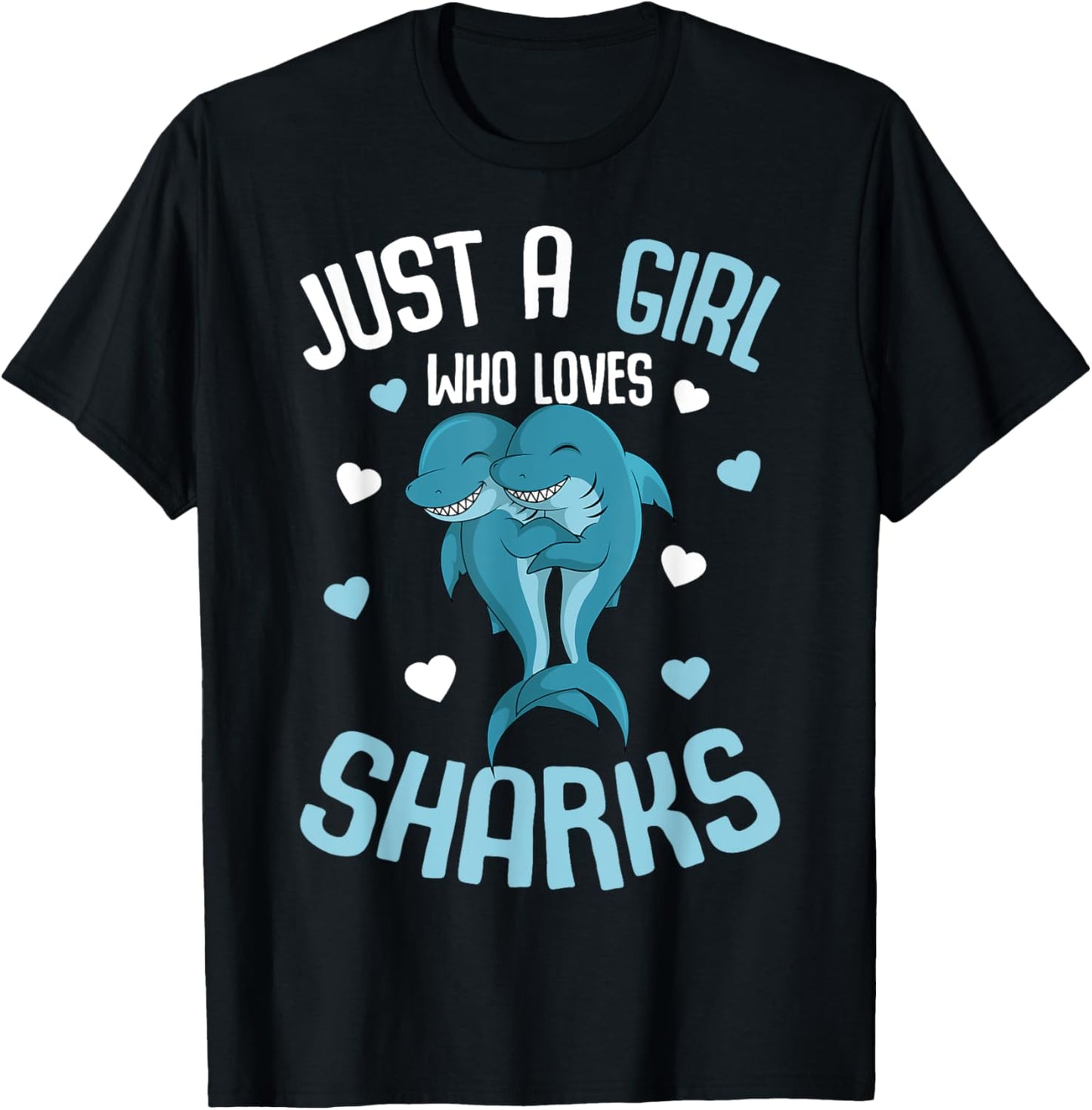 Just A Girl Who Loves Sharks Kids Girls Shark T-Shirt - T-Shirt | Black