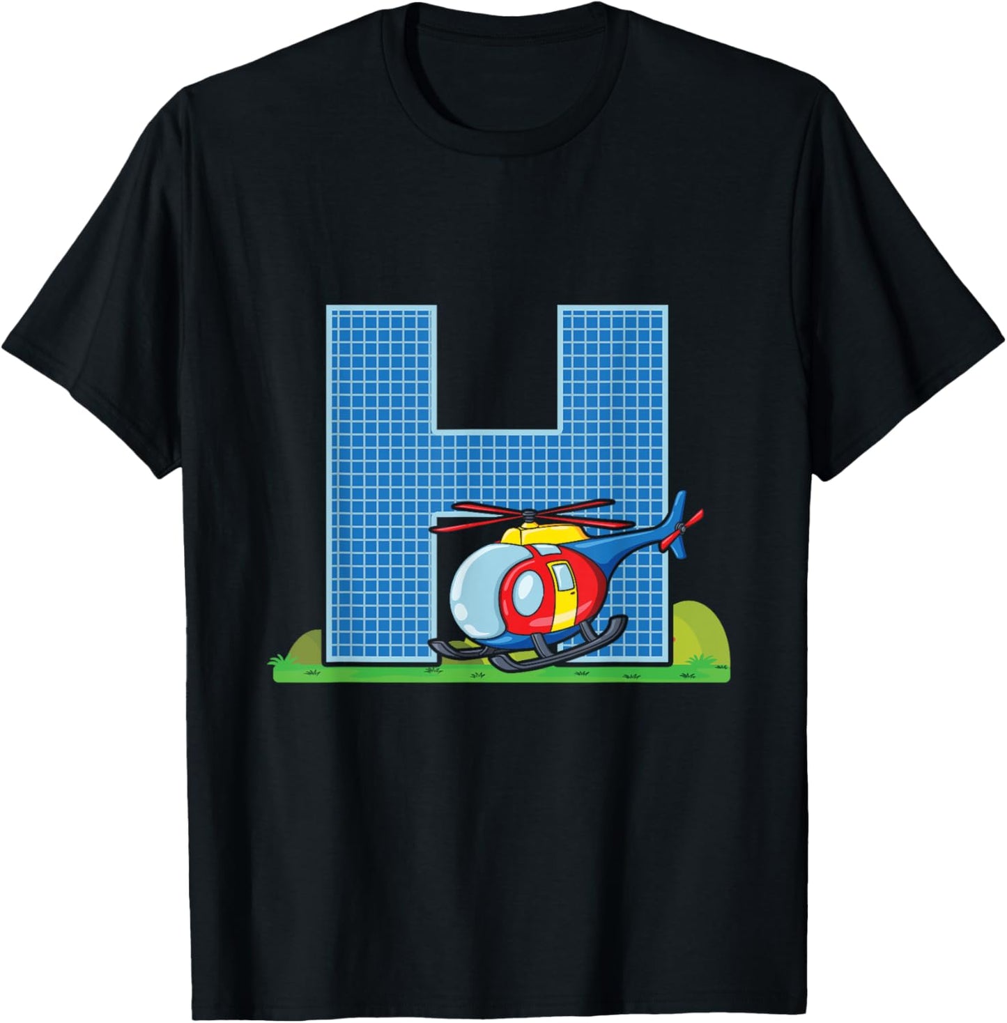 Letter H Helicopter Alphabet Last Name Consonant Initials T-Shirt - T-Shirt | Black
