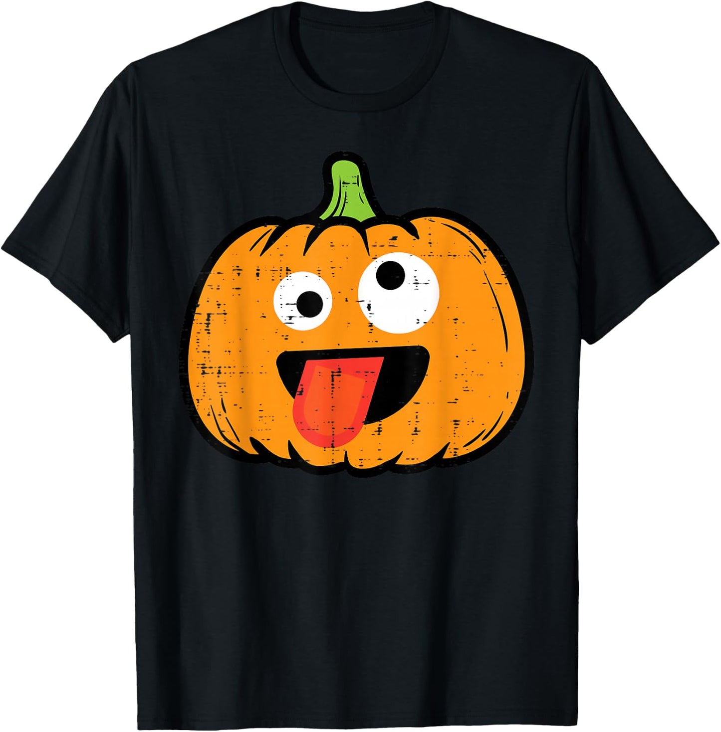 Halloween Pumpkin Tongue Out Face Costume Boy Kids Men Women T-Shirt - T-Shirt | Black