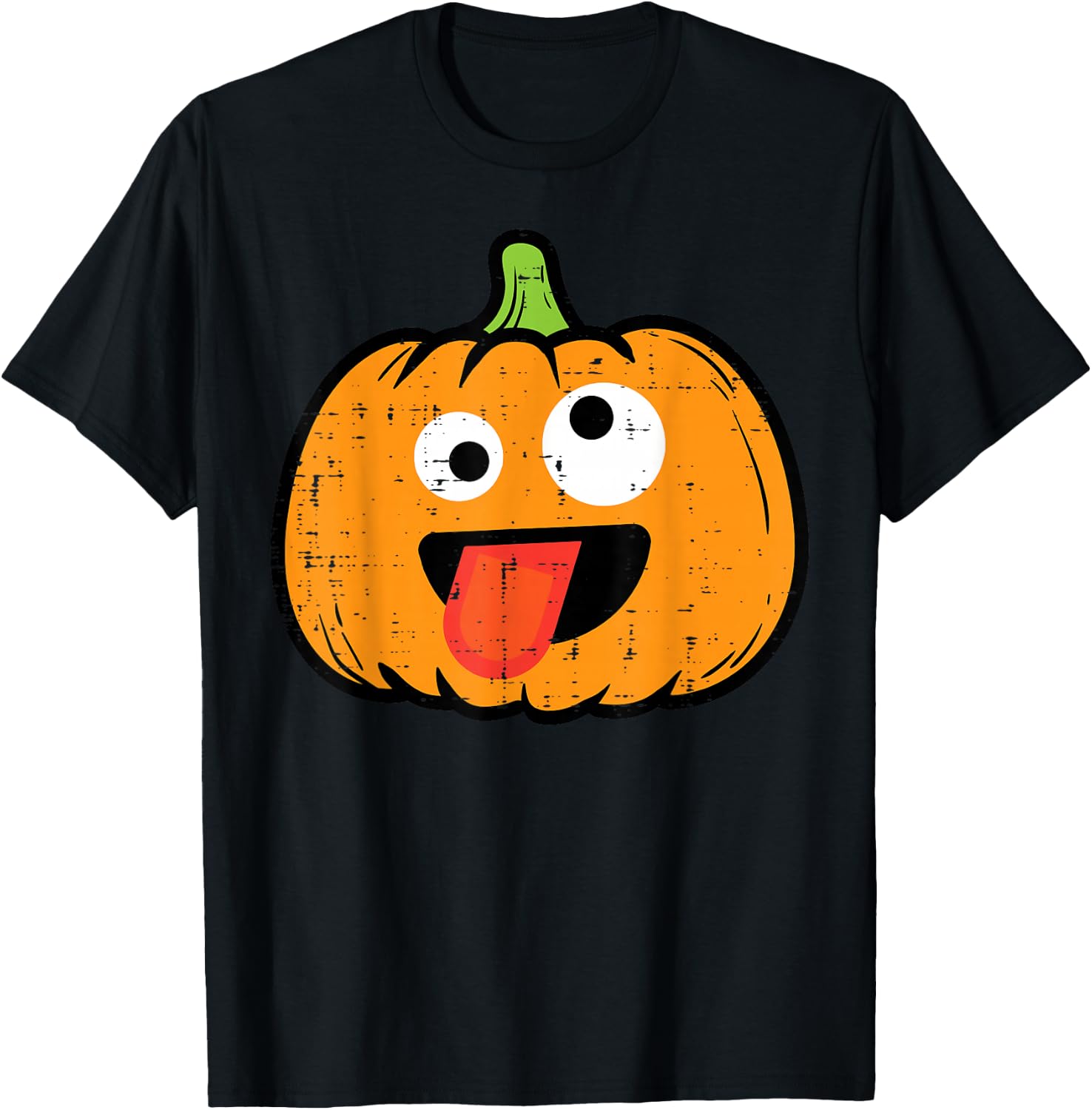 Halloween Pumpkin Tongue Out Face Costume Boy Kids Men Women T-Shirt - T-Shirt | Black