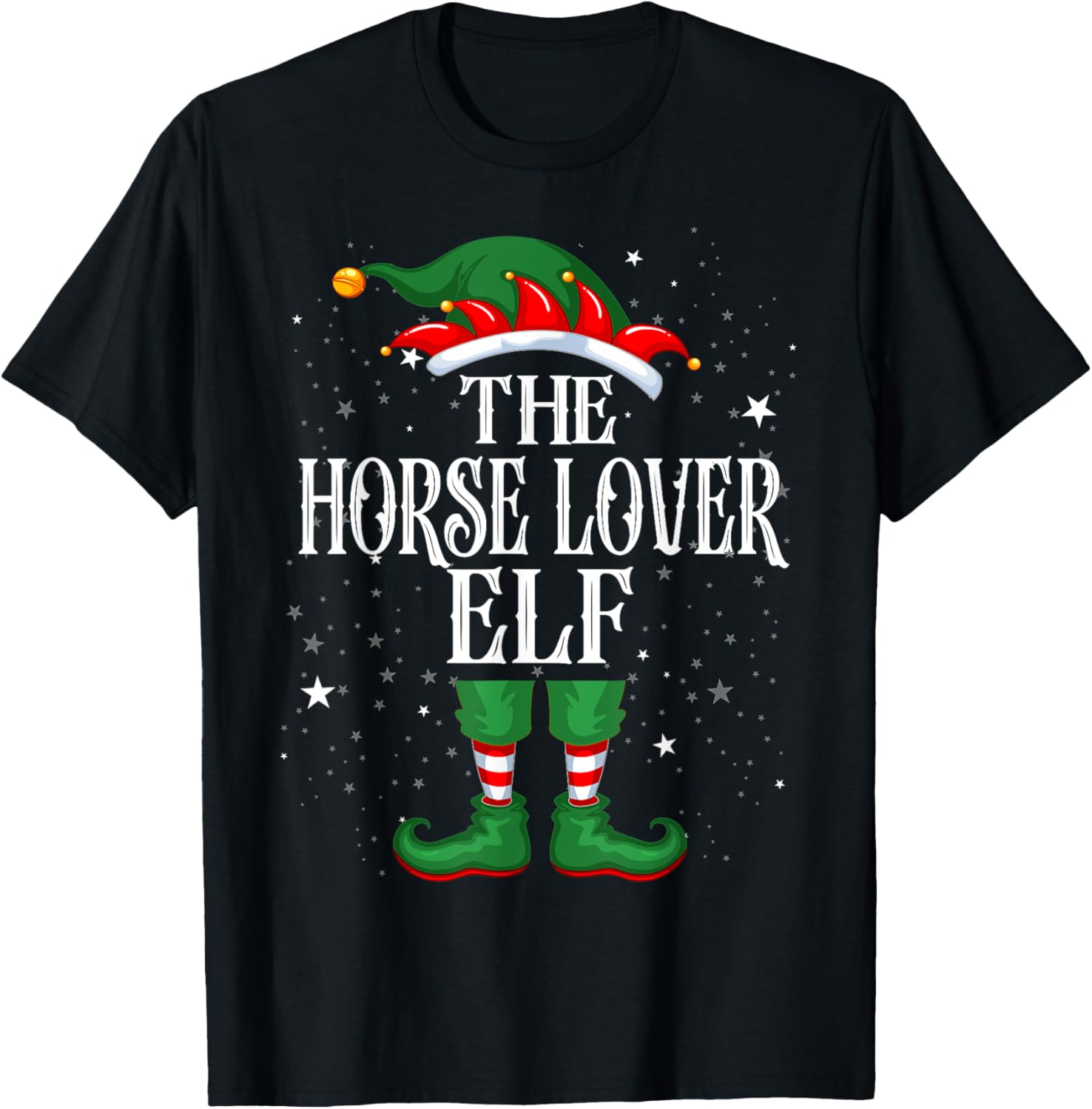 Christmas Elf Matching Family Group Funny Horse Lover Elf T-Shirt - T-Shirt | Black
