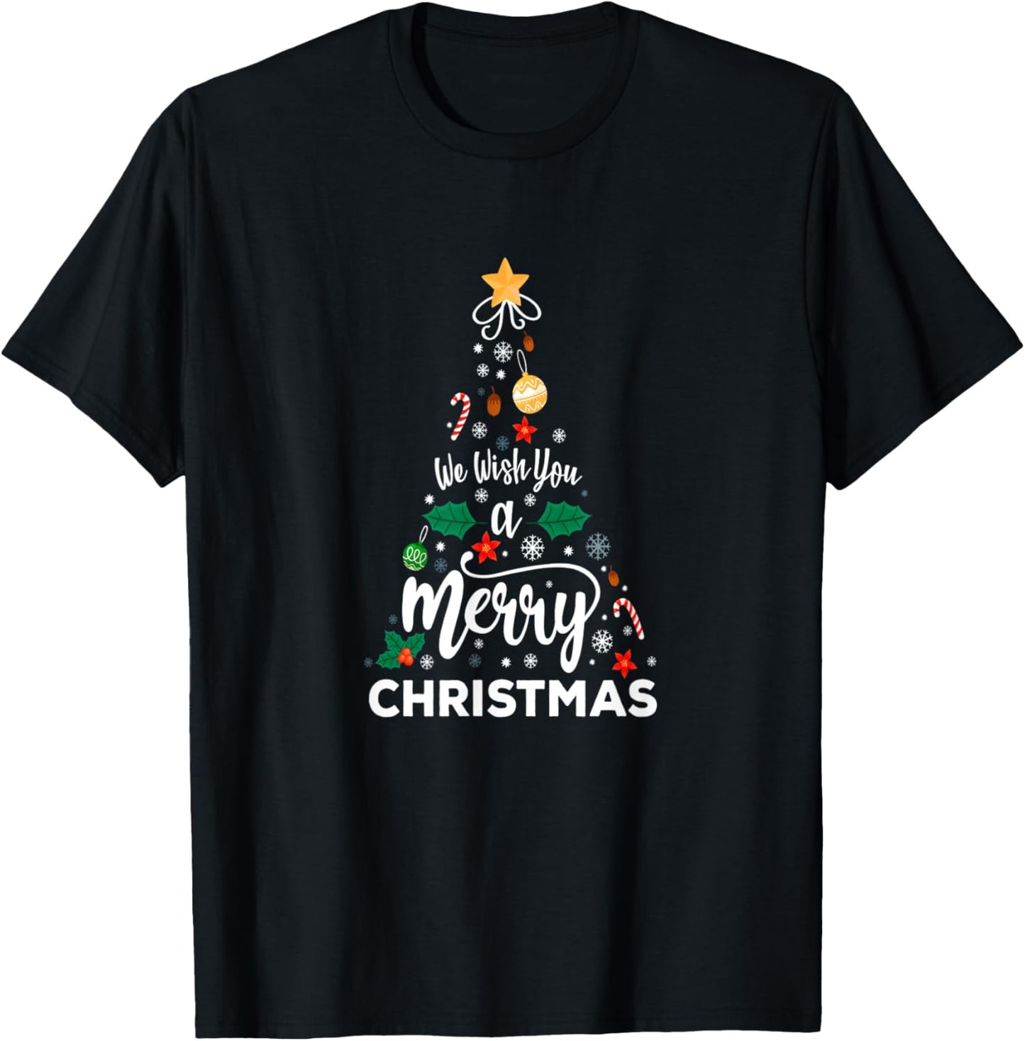 Christmas Elements Tree - We Wish you a Merry Christmas T-Shirt - T-Shirt | Black