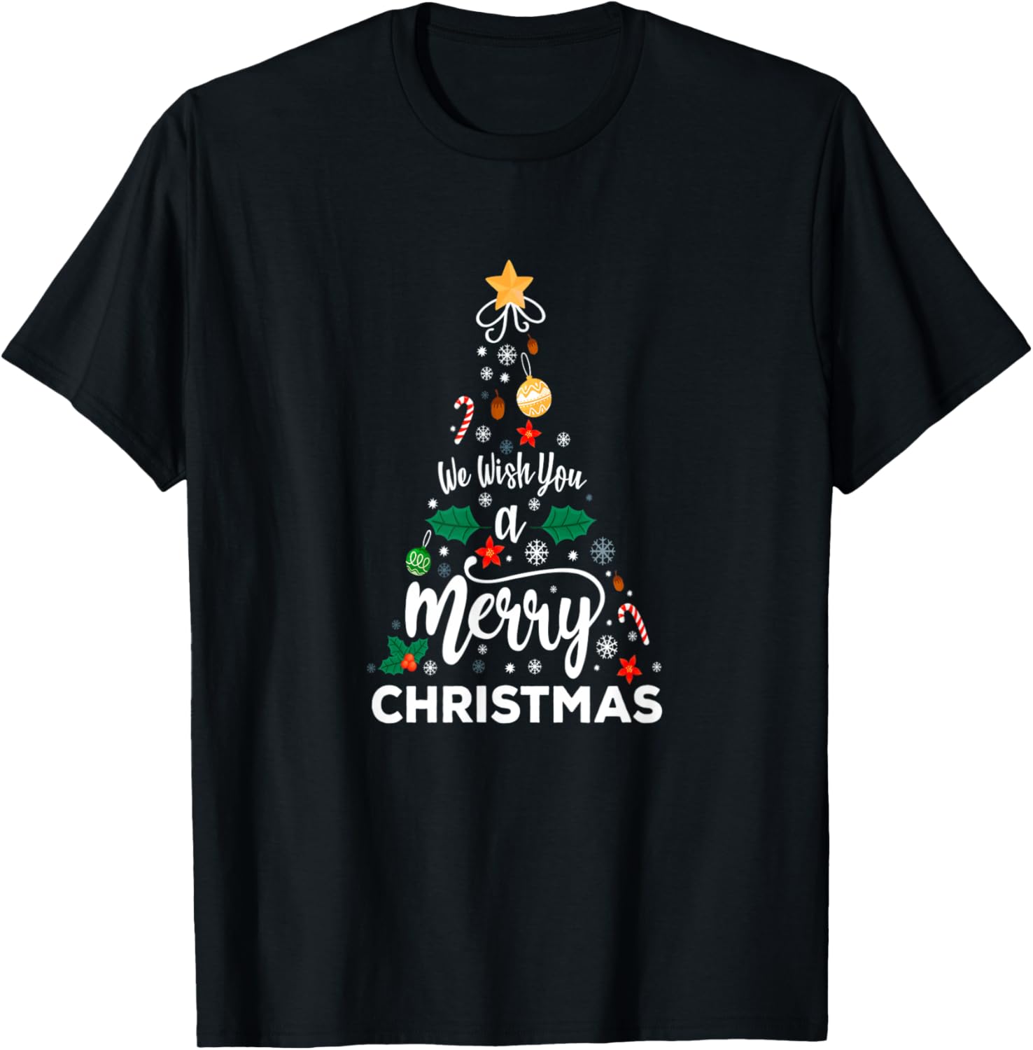 Christmas Elements Tree - We Wish you a Merry Christmas T-Shirt - T-Shirt | Black