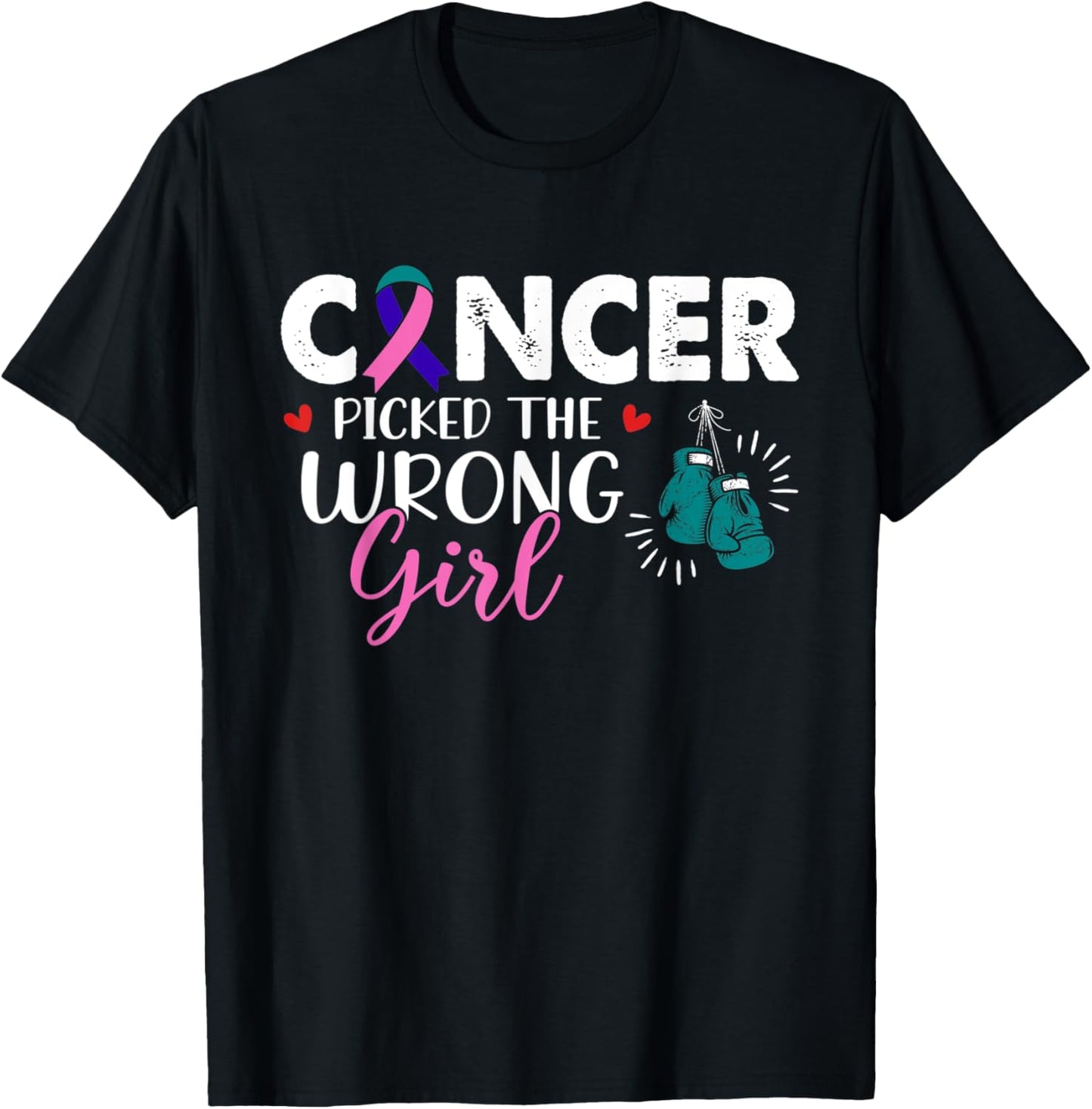 Cancer Picked The Wrong Girl THYROID Cancer Awareness T-Shirt - T-Shirt | Black