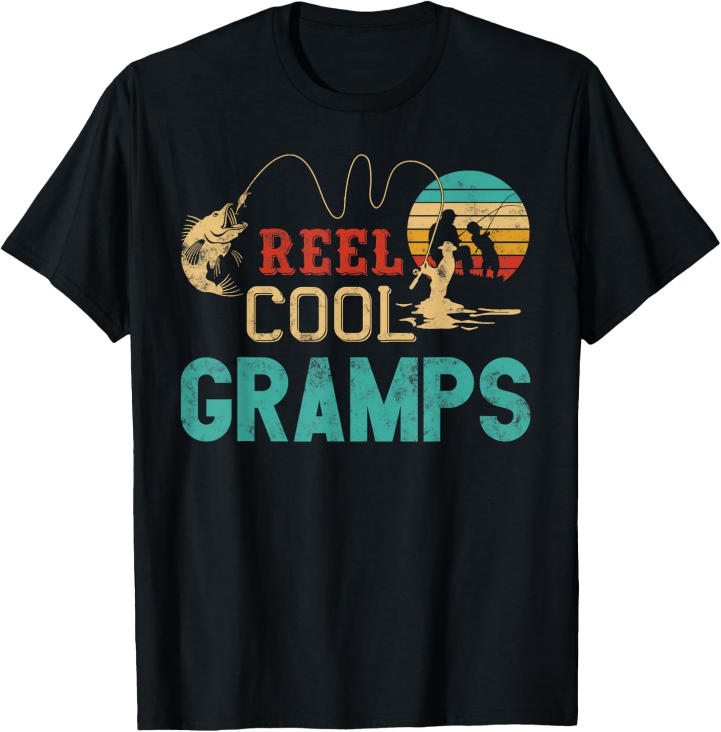 Reel Cool Gramps vintage funny fishing rod gifts for Gramps T-Shirt - T-Shirt | Black