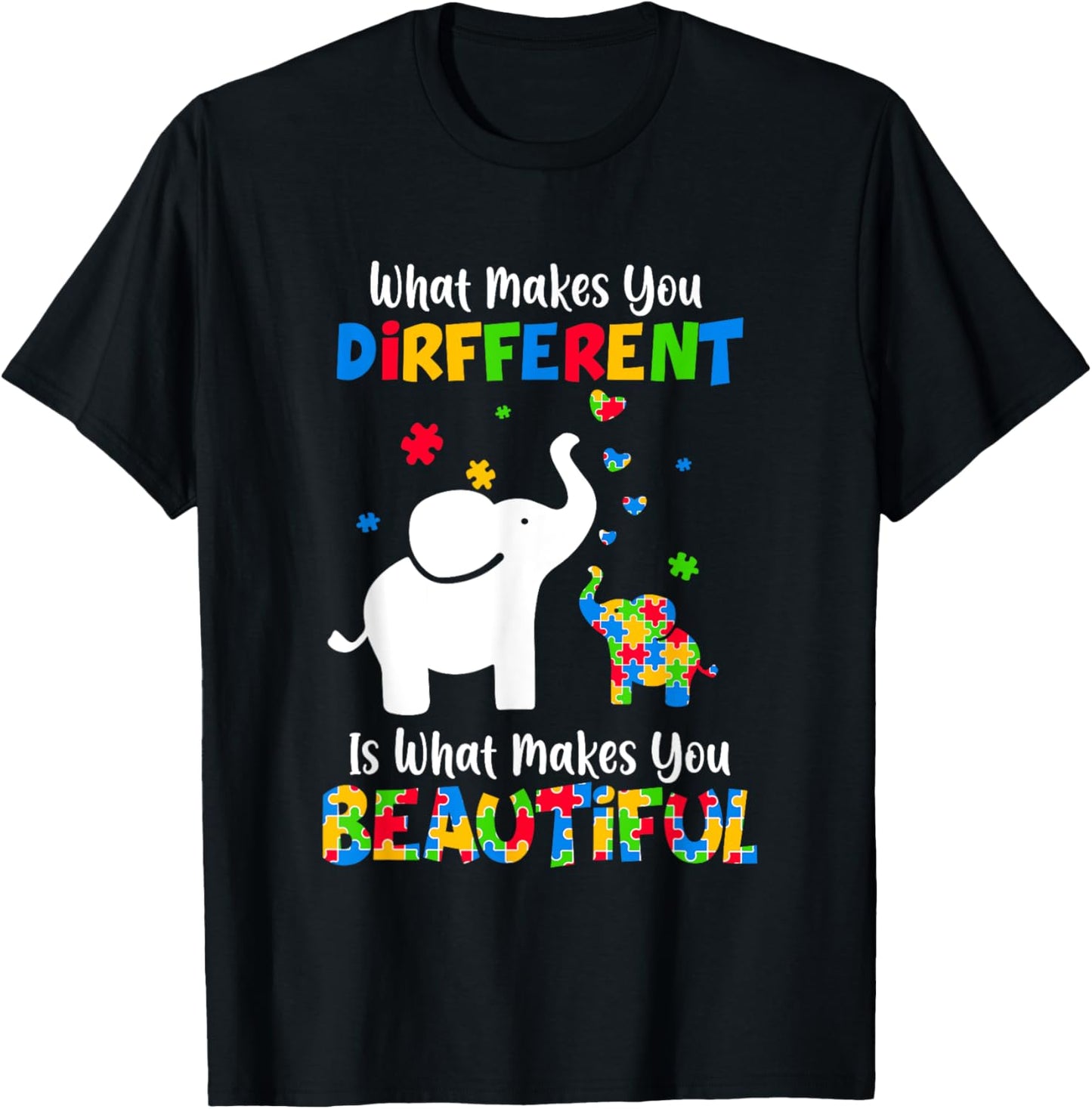 What Makes You Different Autism Child Elephant Mom Awareness T-Shirt - T-Shirt | Black