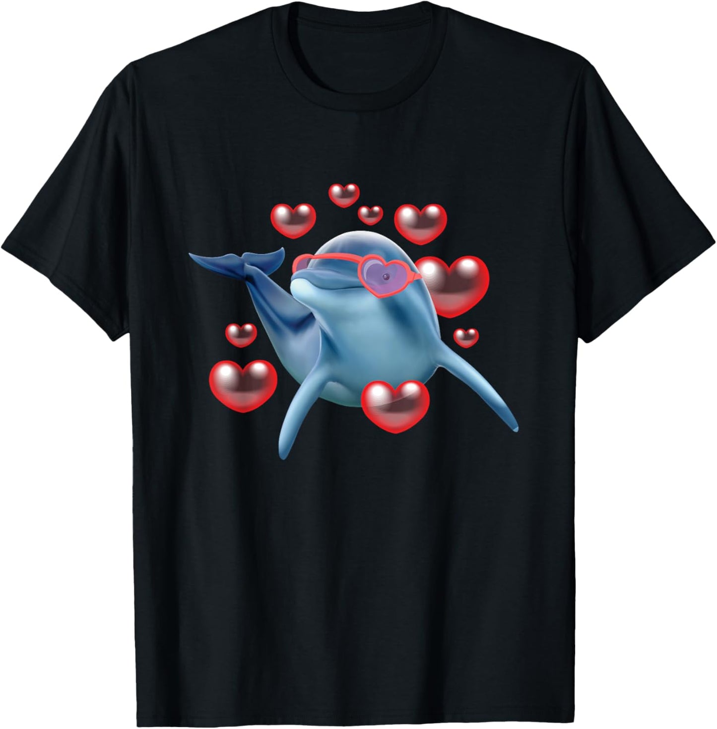 Dolphin In Love - Sea Animal Lover Marine Biologist T-Shirt - T-Shirt | Black