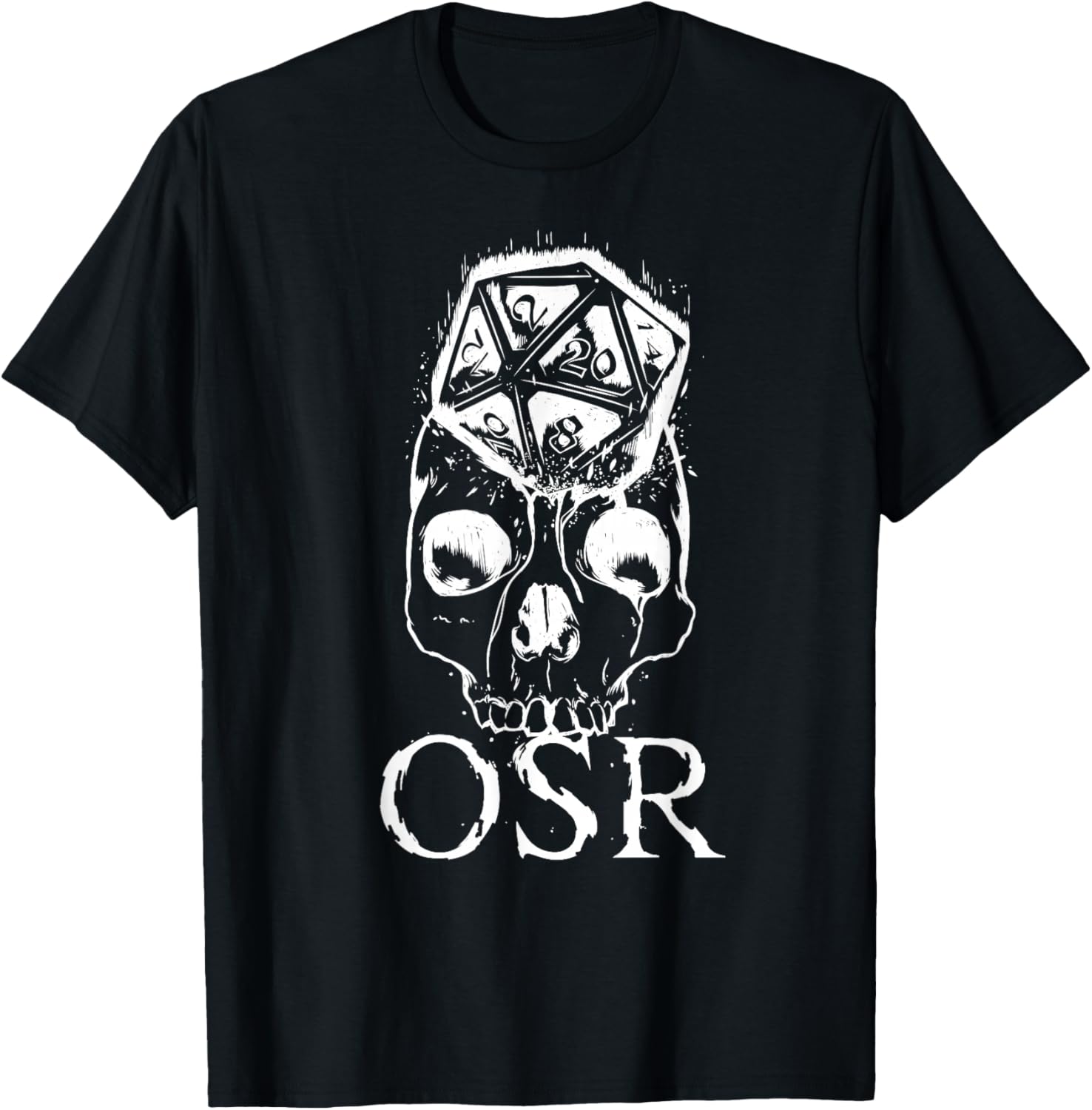 OSR RPG Roleplaying Games D20 Skull Old School Revival T-Shirt - T-Shirt | Black
