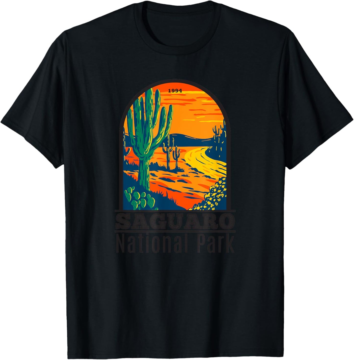 Saguaro National Park Vintage Cactus T-Shirt - T-Shirt | Black
