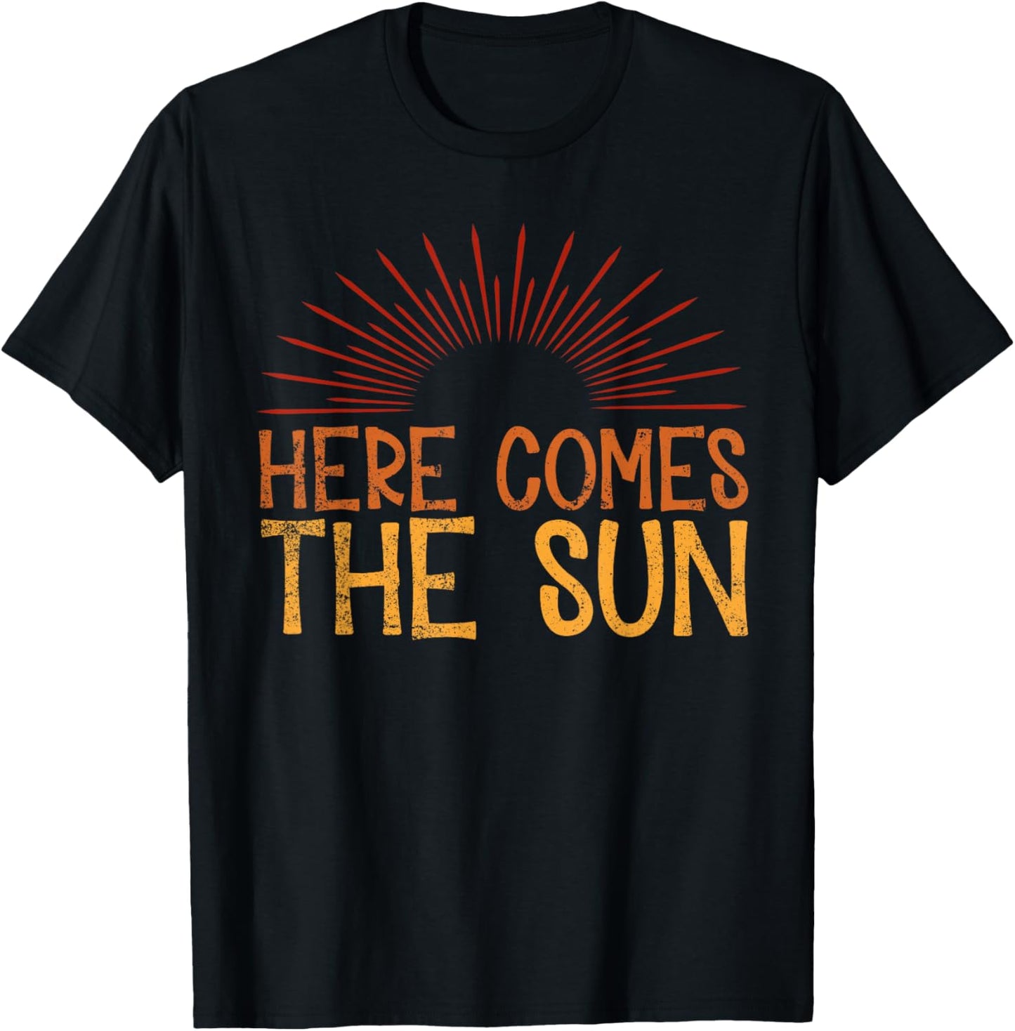 Here Comes The Sun Vintage Retro Beach Summer Vacation T-Shirt - T-Shirt | Black
